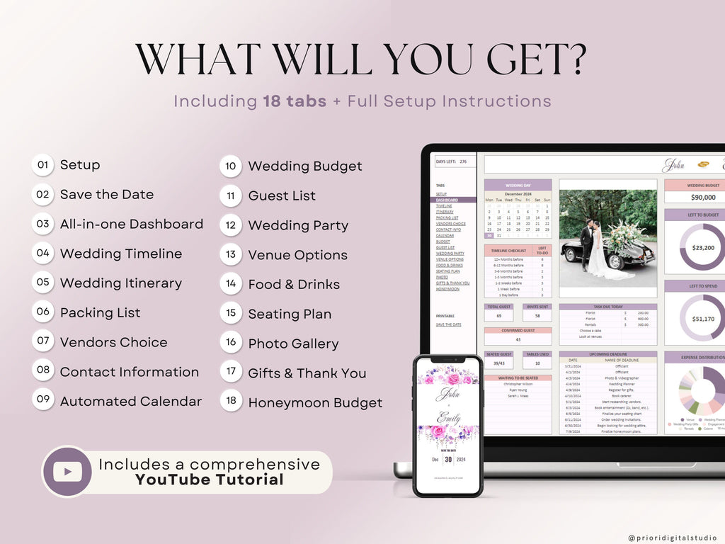 Wedding Planner Spreadsheet Wedding Budget Tracker Wedding Timeline Checklist Guest List Tracker Wedding Itinerary Seating Plan Wedding Gift