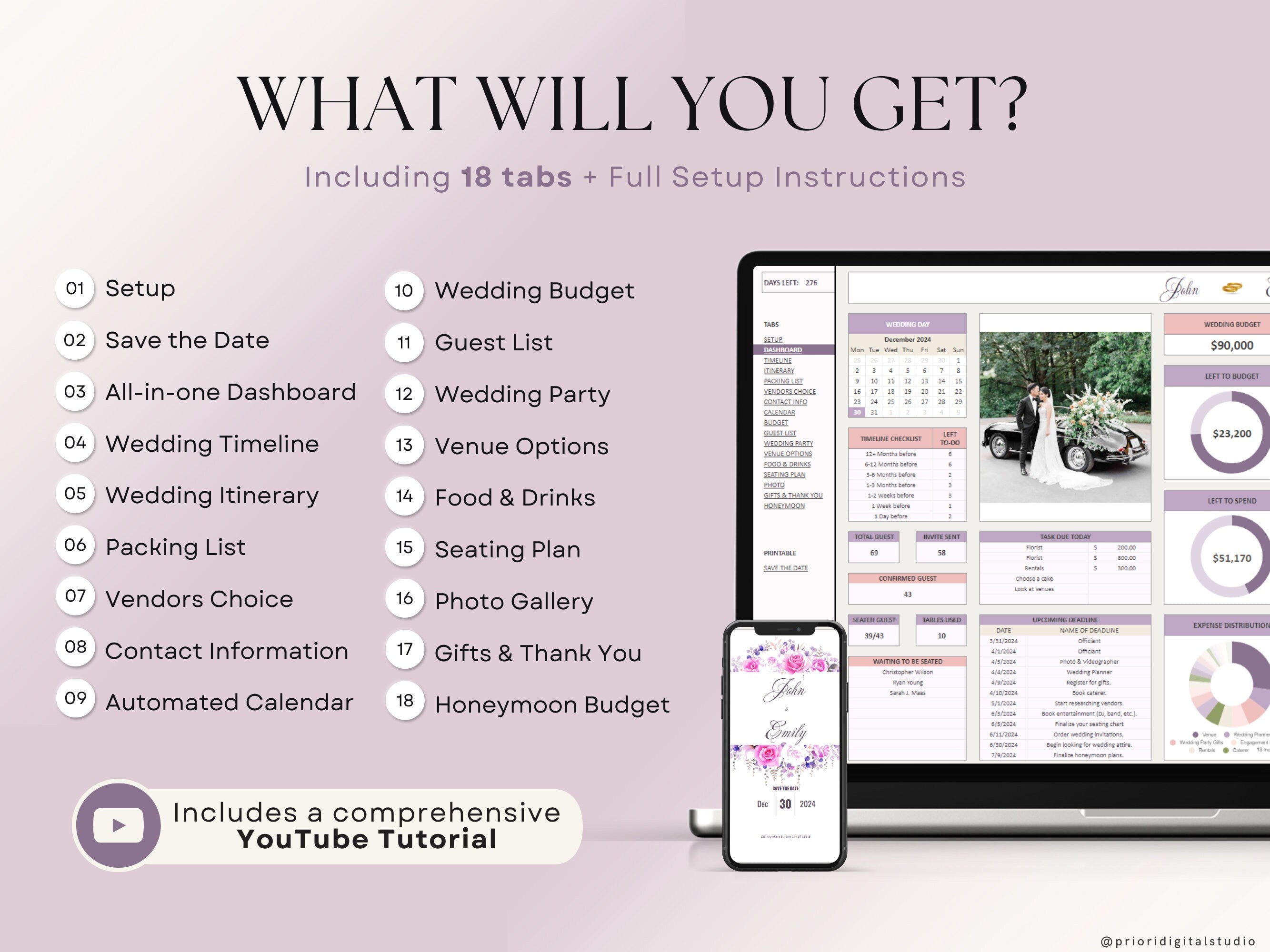 Wedding Planner Spreadsheet Wedding Budget Tracker Wedding Timeline Checklist Guest List Tracker Wedding Itinerary Seating Plan Wedding Gift