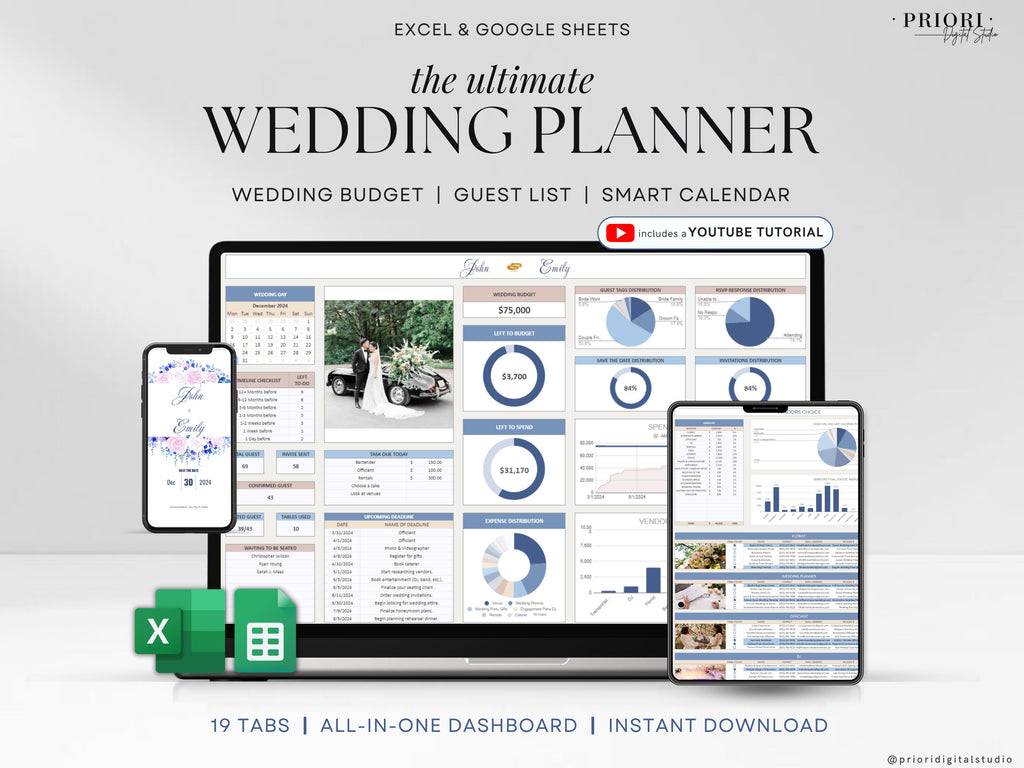 Wedding Planner Spreadsheet Wedding Budget Tracker Wedding Timeline Checklist Guest List Tracker Wedding Itinerary Seating Plan Wedding Gift