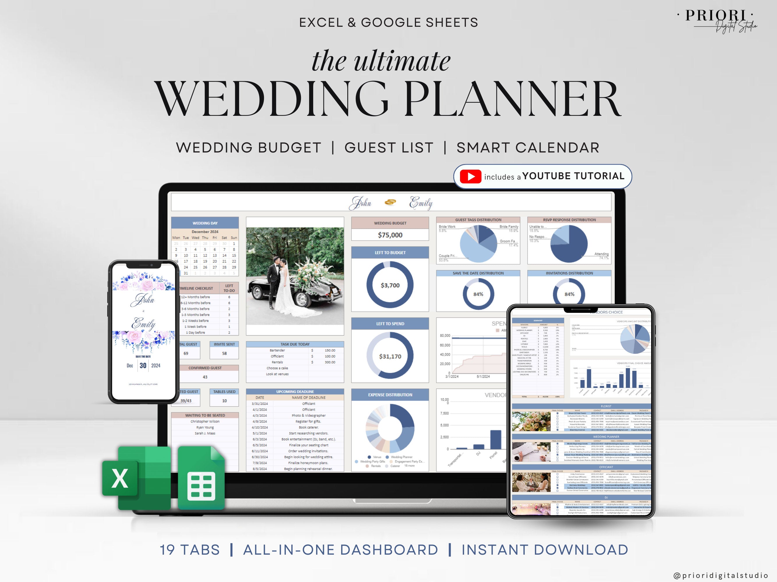 Wedding Planner Spreadsheet Wedding Budget Tracker Wedding Timeline Checklist Guest List Tracker Wedding Itinerary Seating Plan Wedding Gift