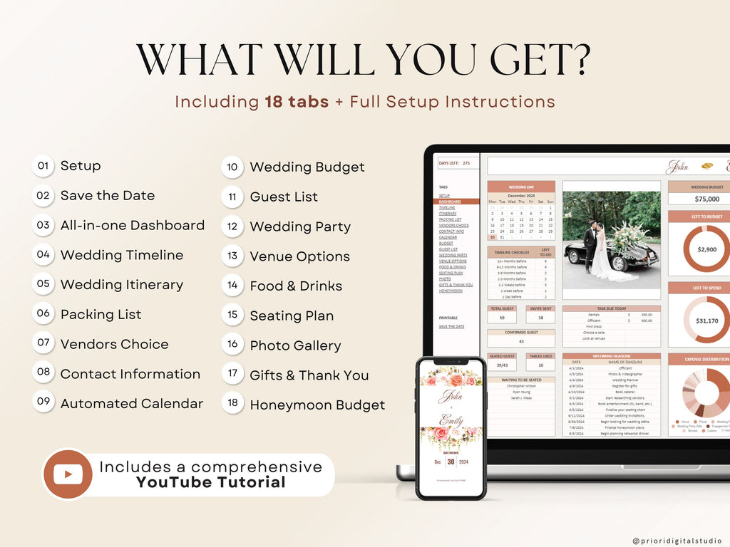 Wedding Planner Spreadsheet Wedding Budget Tracker Wedding Timeline Checklist Guest List Tracker Wedding Itinerary Seating Plan Wedding Gift