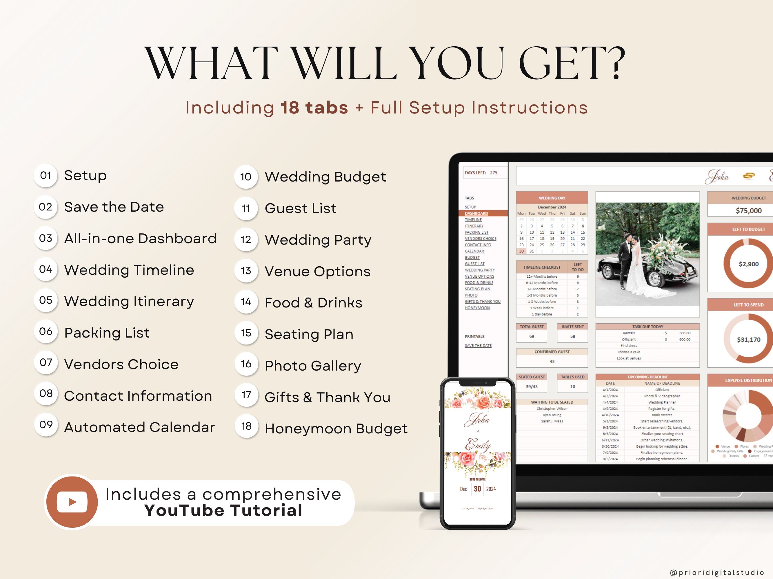 Wedding Planner Spreadsheet Wedding Budget Tracker Wedding Timeline Checklist Guest List Tracker Wedding Itinerary Seating Plan Wedding Gift