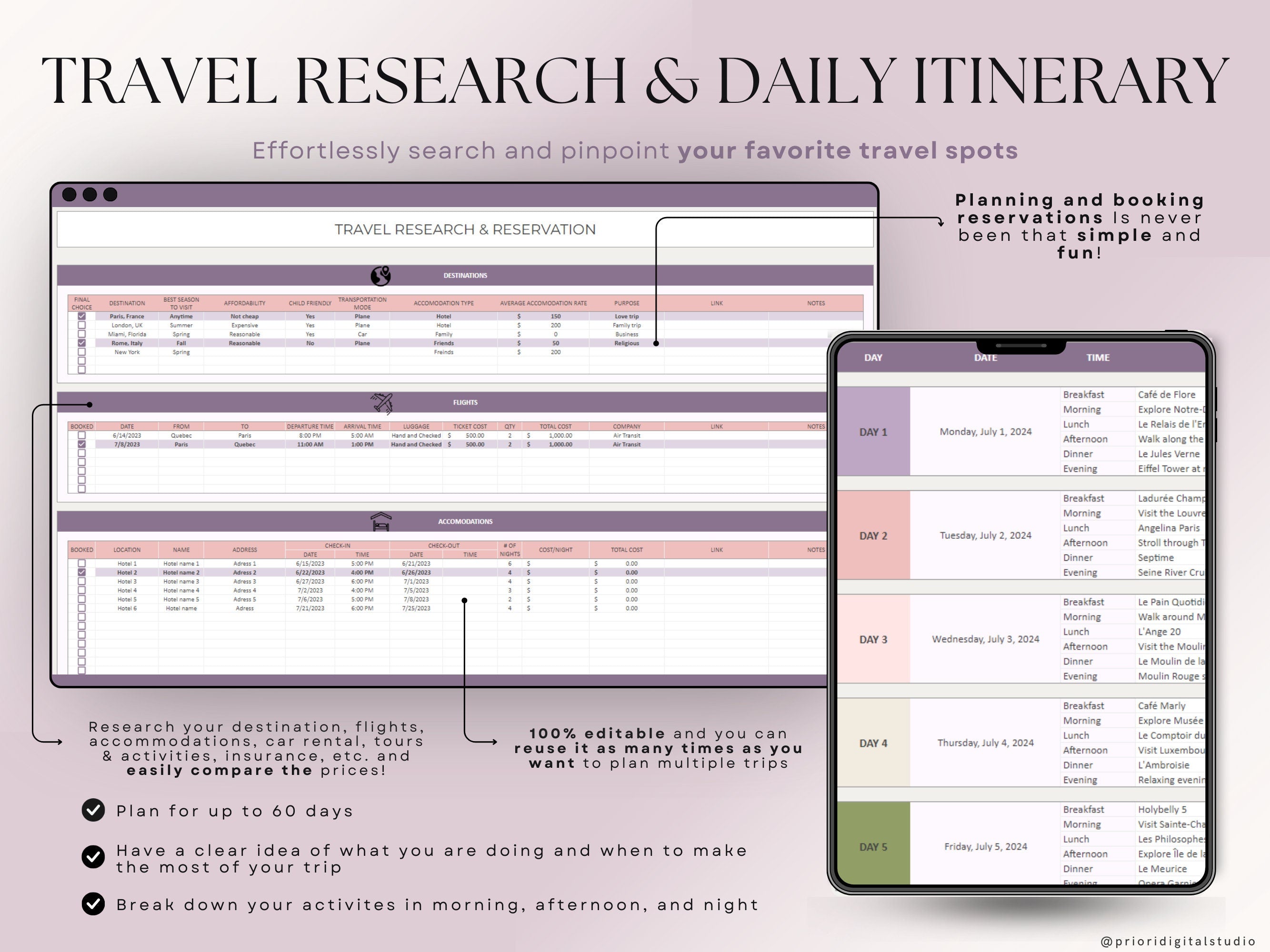Wedding Planner Spreadsheet Wedding Budget Tracker Honeymoon Planner Checklist Guest List Tracker Wedding Travel Itinerary Seating Plan
