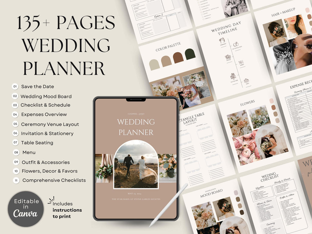 Wedding Planner Template Wedding Tracker Spreadsheet Wedding Gift for Bride Wedding Checklist Wedding Timeline Guest List Wedding Itinerary