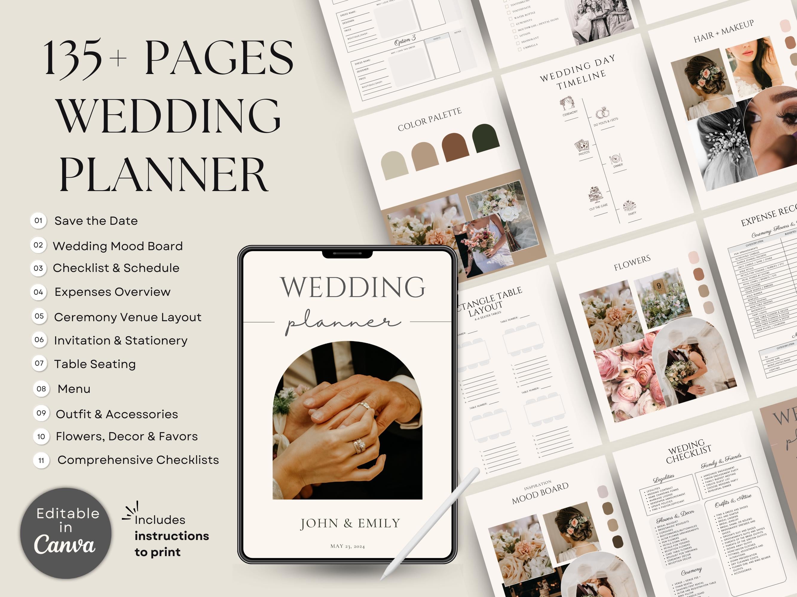 Wedding Planner Template Wedding Gift for Bride Wedding Tracker Spreadsheet Checklist Wedding Timeline Wedding Gift for Couple Guest List