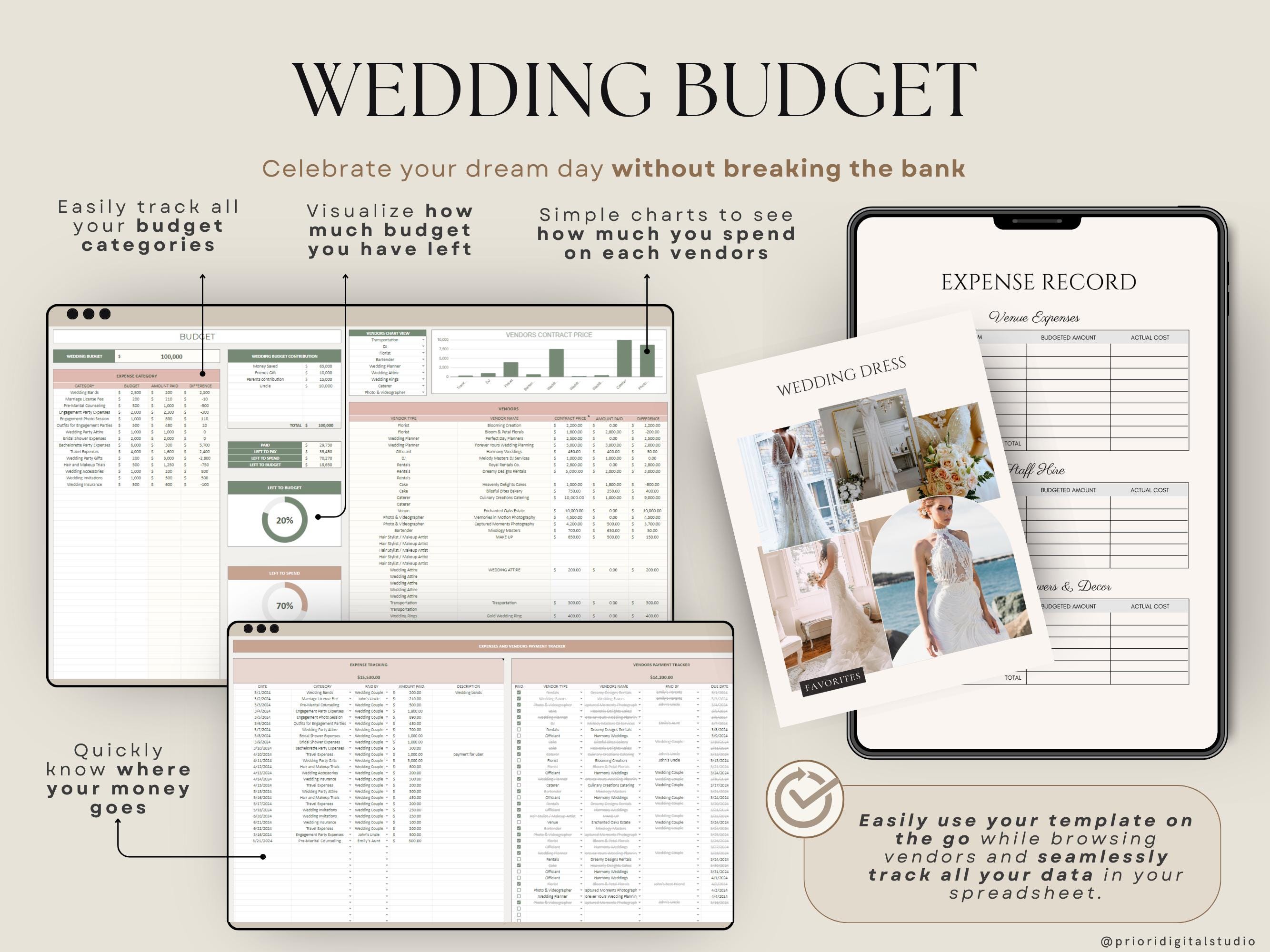 Wedding Planner Template Wedding Tracker Spreadsheet Wedding Gift for Bride Wedding Checklist Wedding Timeline Guest List Wedding Itinerary
