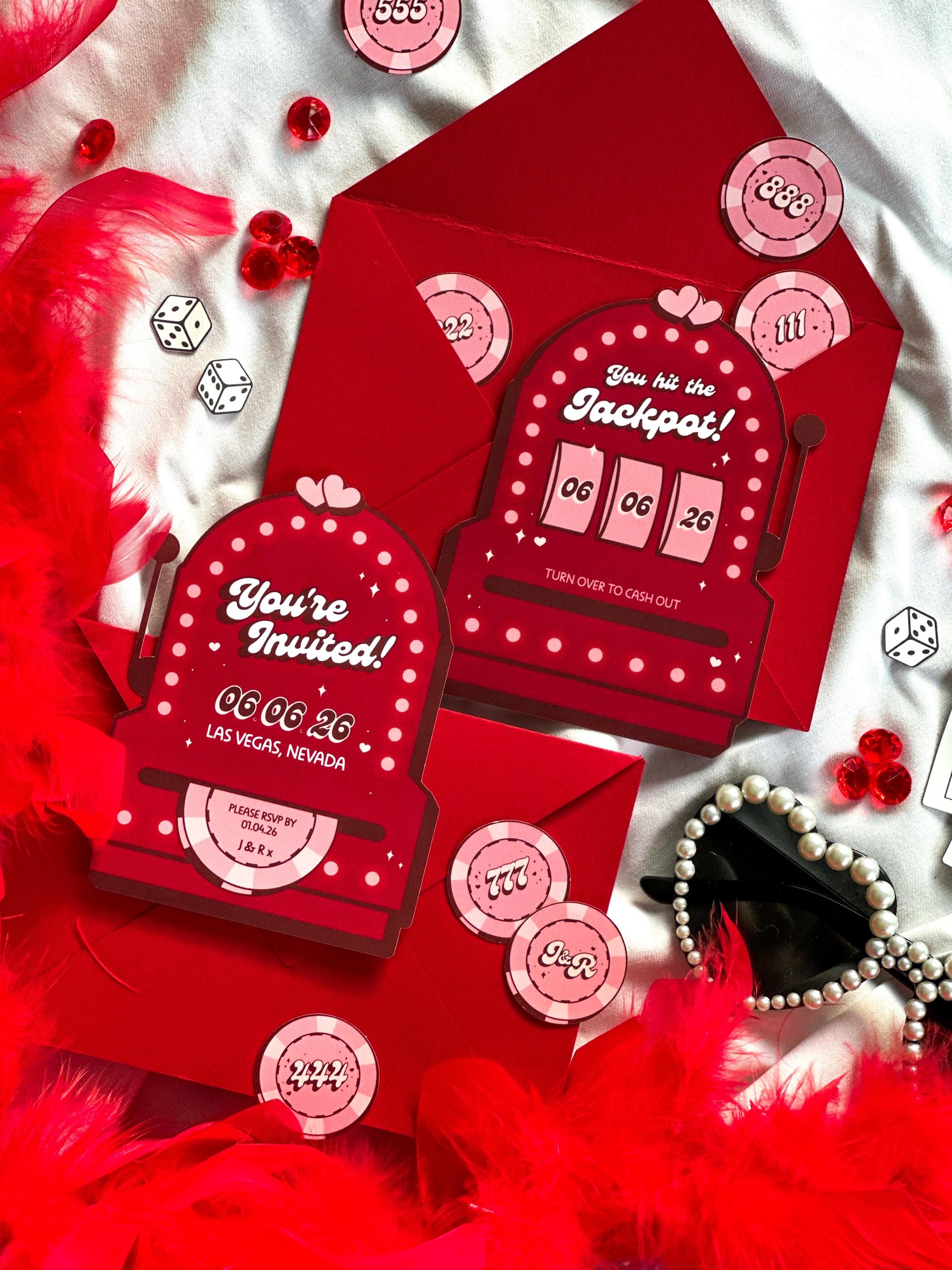 Vegas Wedding Invite Design: Retro Slot Machine (Made-to-Order Digital Download)