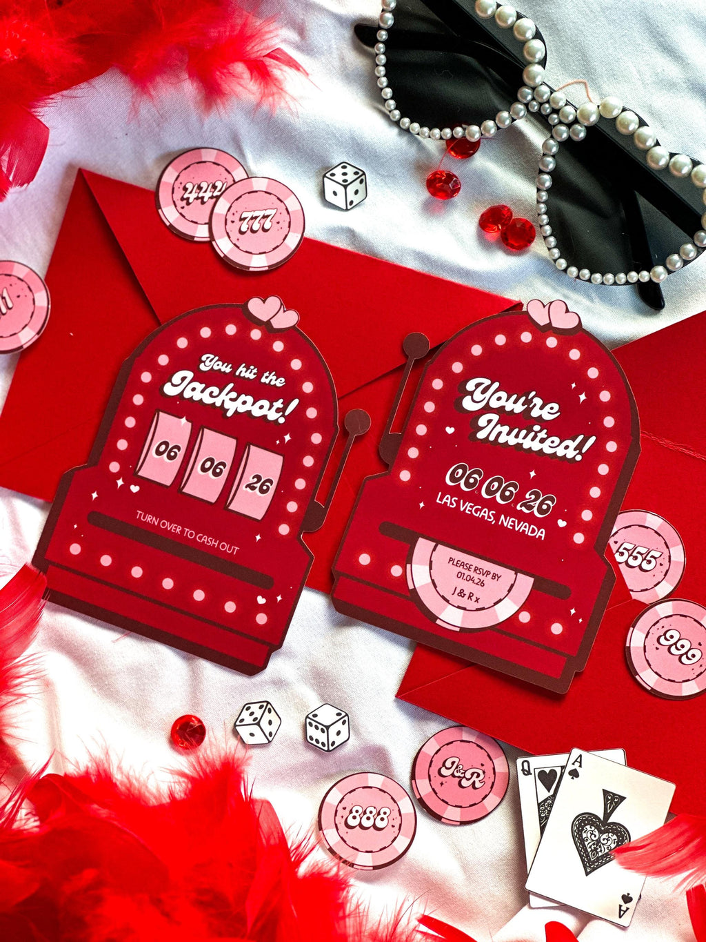 Vegas Wedding Invite Design: Retro Slot Machine (Made-to-Order Digital Download)