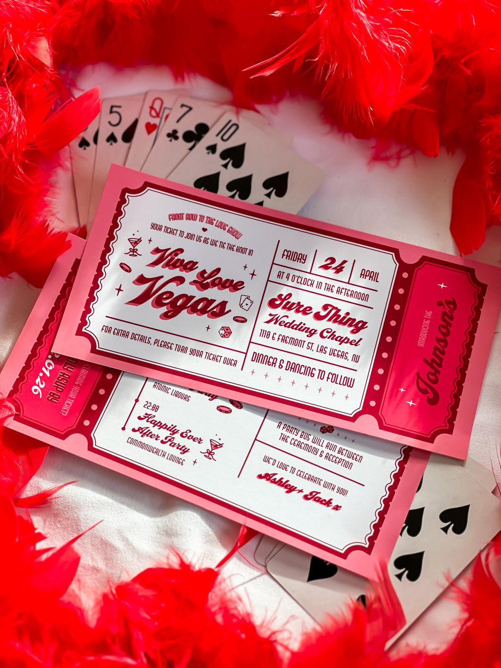 Custom Wedding Invitation Design: Retro Vintage Vegas Ticket (Made-to-Order Digital Download)