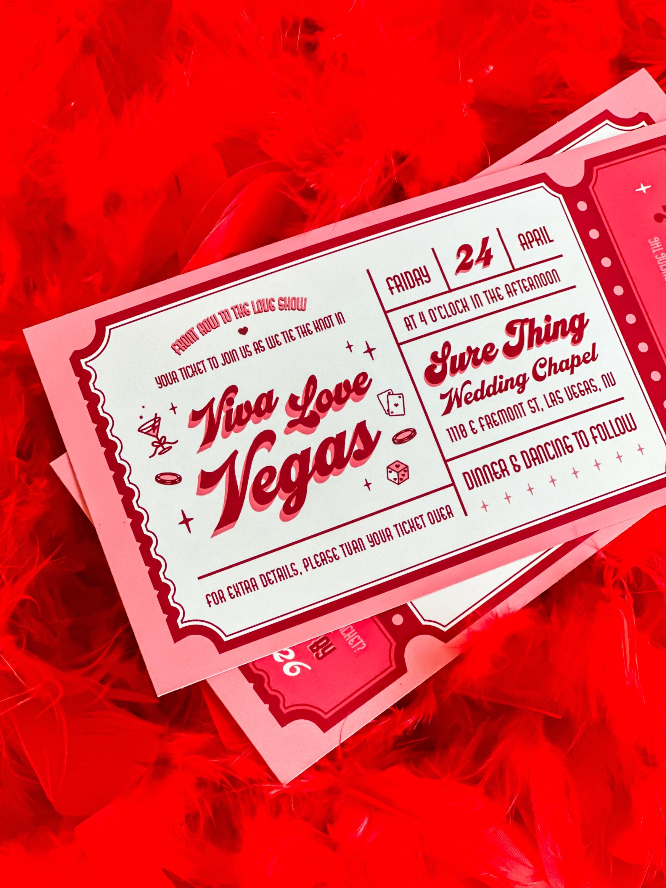 Custom Wedding Invitation Design: Retro Vintage Vegas Ticket (Made-to-Order Digital Download)