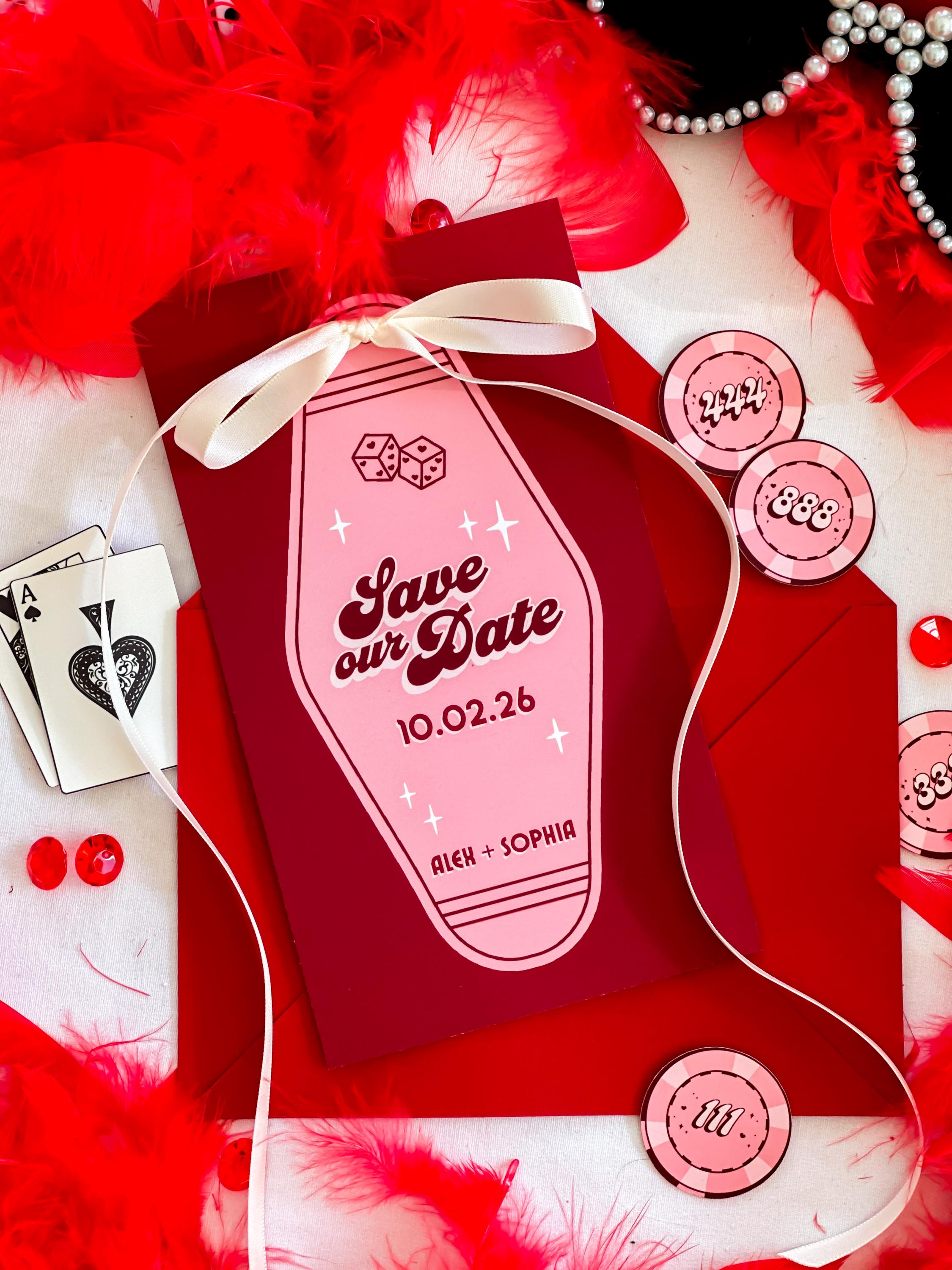 Retro Vegas Motel Save the Date: Elopement Wedding Invitation (DIY Canva Template, Digital Download)