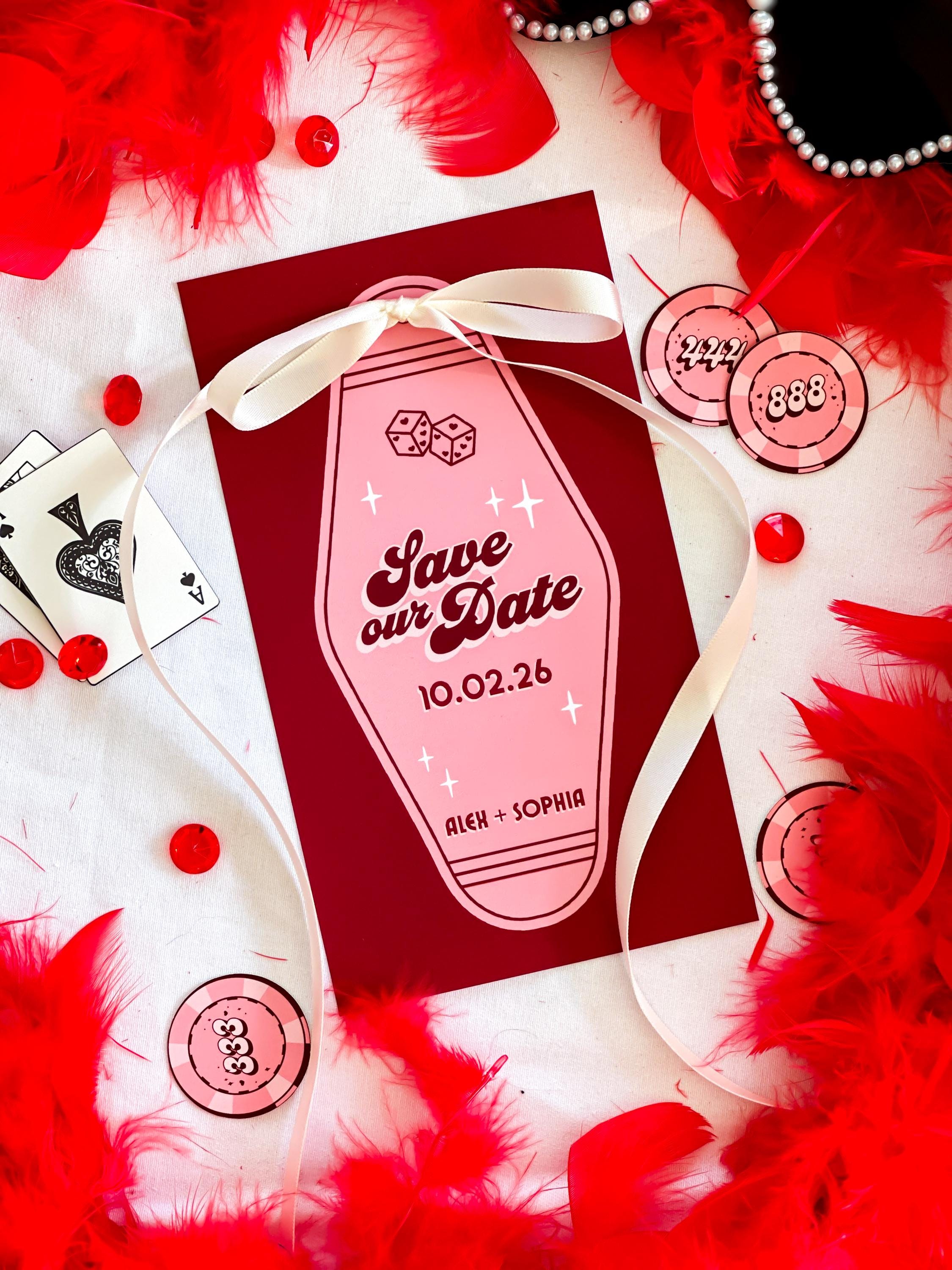 Retro Vegas Motel Save the Date: Elopement Wedding Invitation (DIY Canva Template, Digital Download)