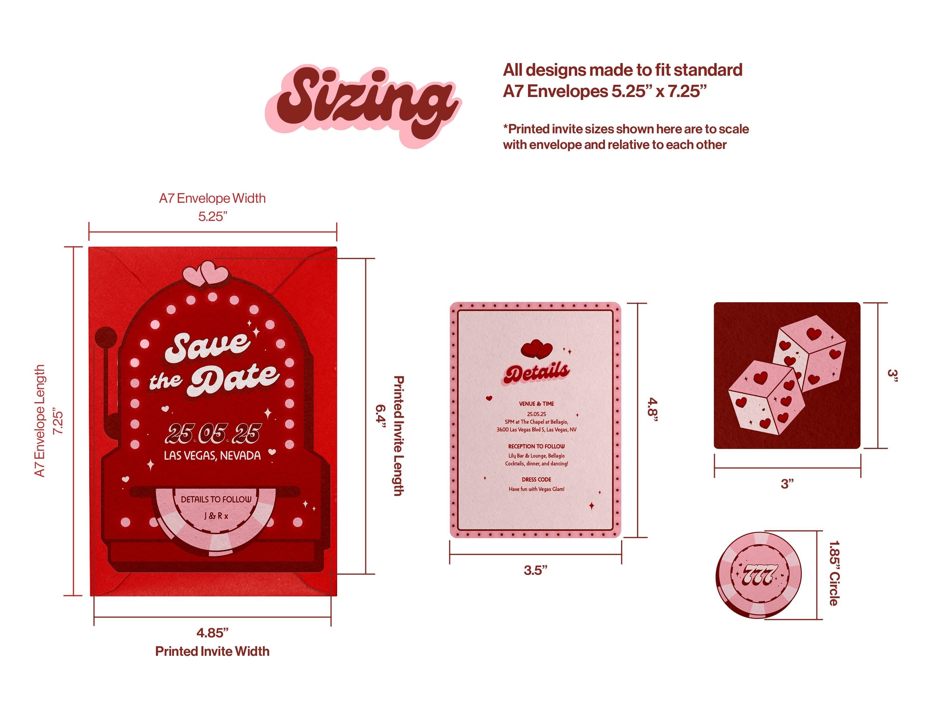 Retro Vegas Wedding Invitation Suite: Slot Machine, Casino Theme (Made-to-Order Digital Download)