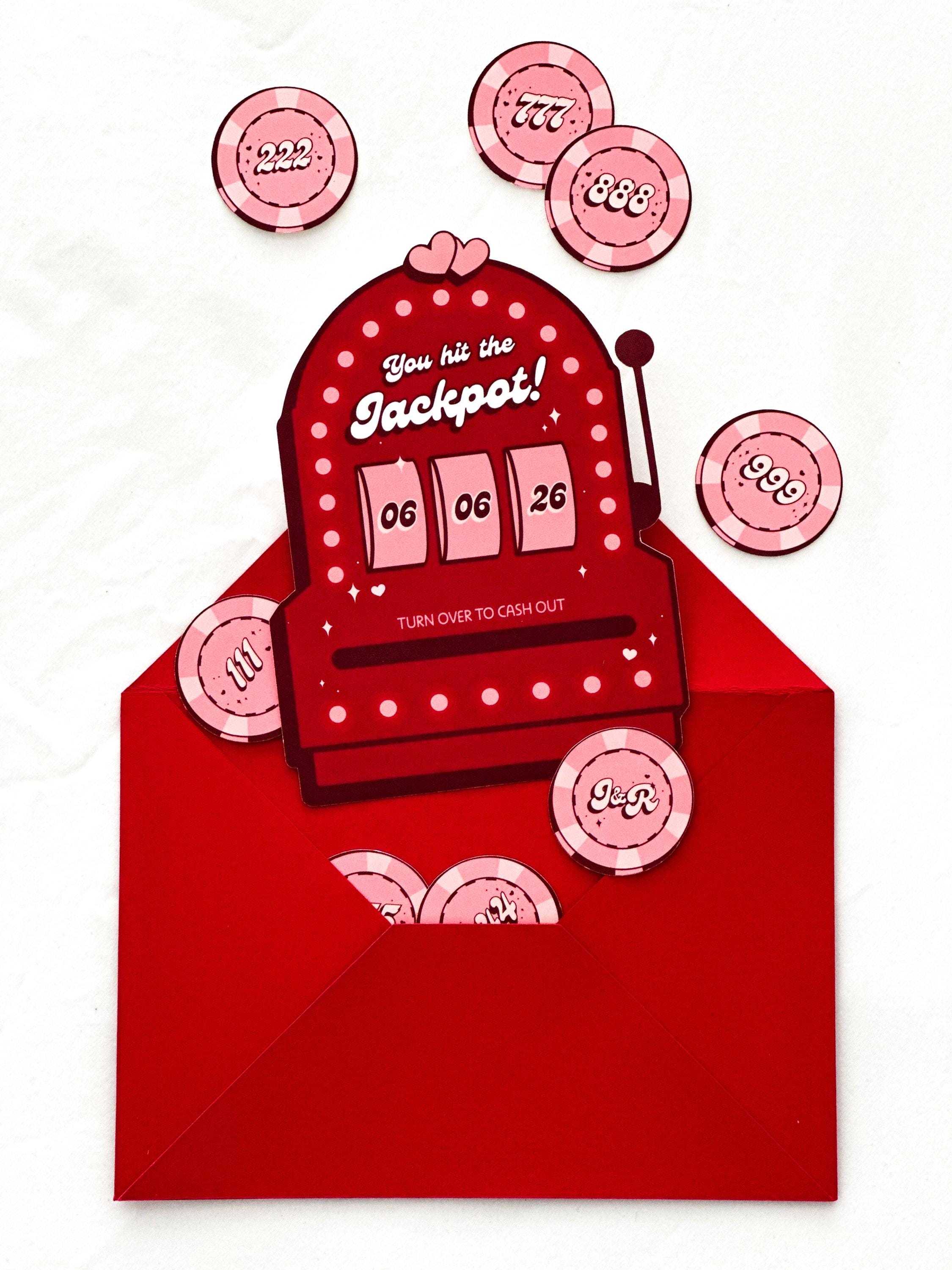 Vegas Wedding Invite Design: Retro Slot Machine (Made-to-Order Digital Download)