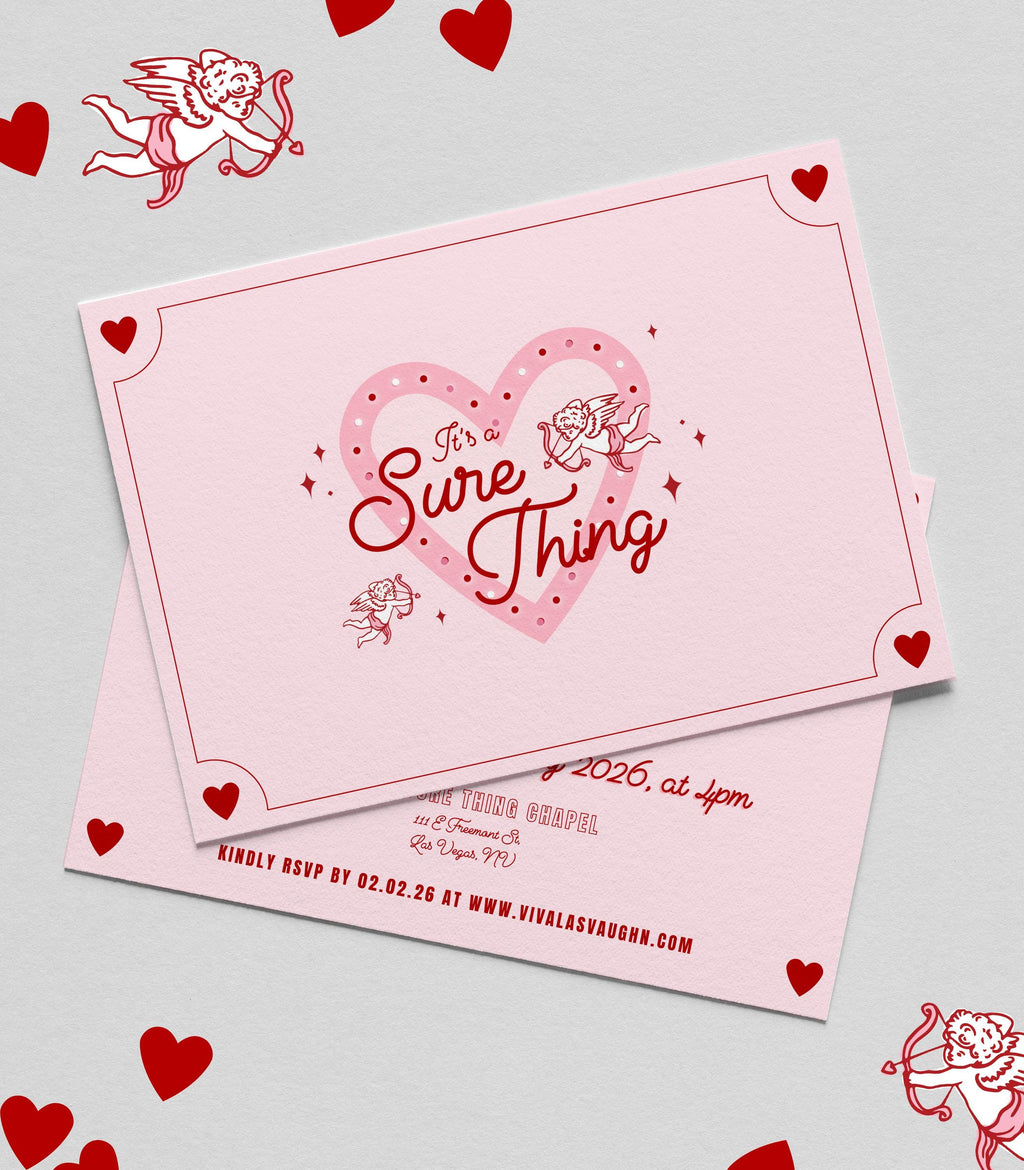 Retro Vegas Wedding Invitation: Sure Thing Chapel Elopement (DIY Canva Template, Digital Download)