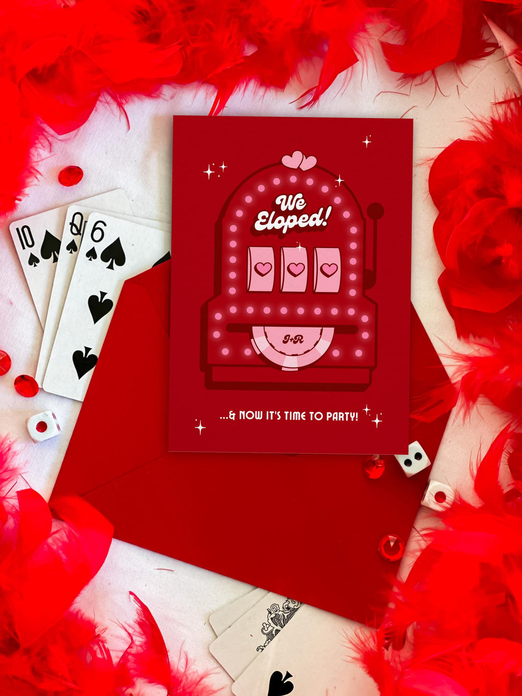 Retro Las Vegas Elopement Announcement: Jackpot of Love (DIY Canva Template, Digital Download)