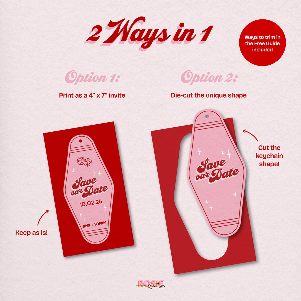 Retro Vegas Motel Save the Date: Elopement Wedding Invitation (DIY Canva Template, Digital Download)