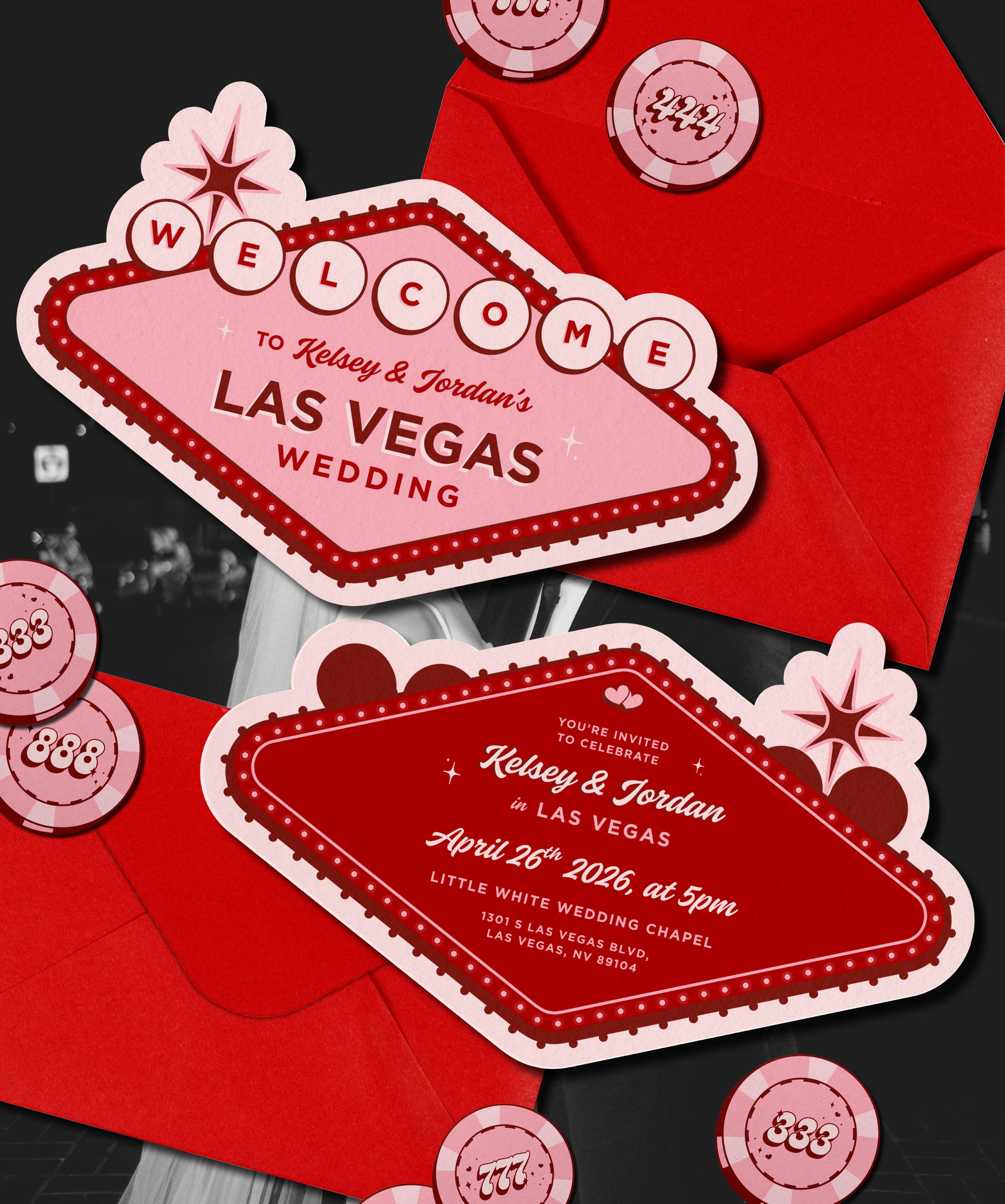 Retro Las Vegas Wedding Invitation | DIY Invite Template (Instant Download)