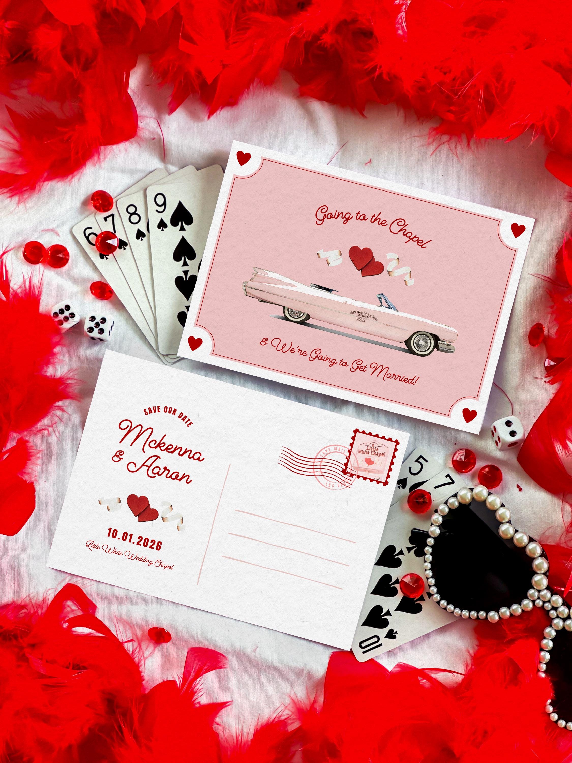 Vegas Wedding Save the Date Design: Little White Chapel Postcard (DIY Template, Digital Download)