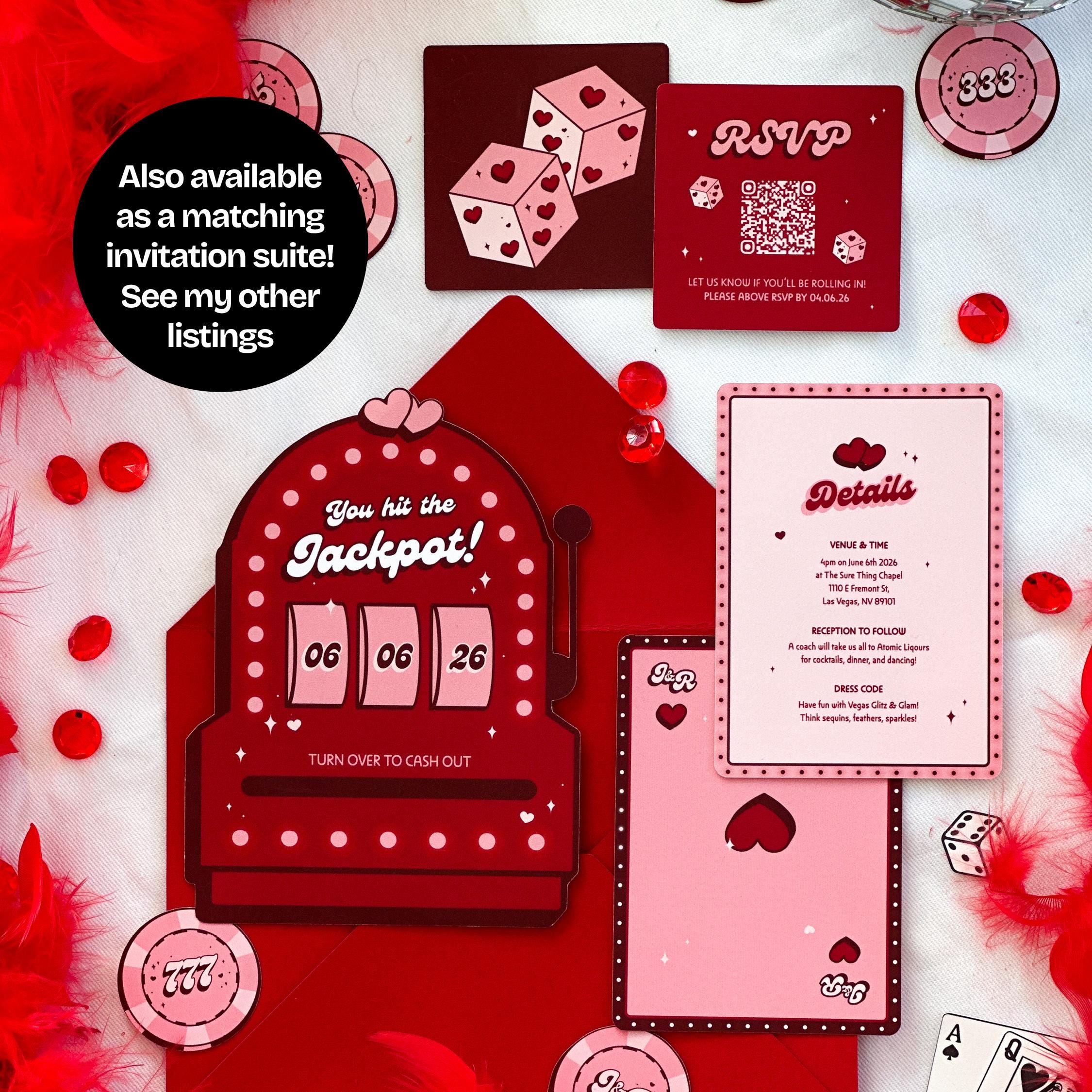 Vegas Wedding Invite Design: Retro Slot Machine (Made-to-Order Digital Download)