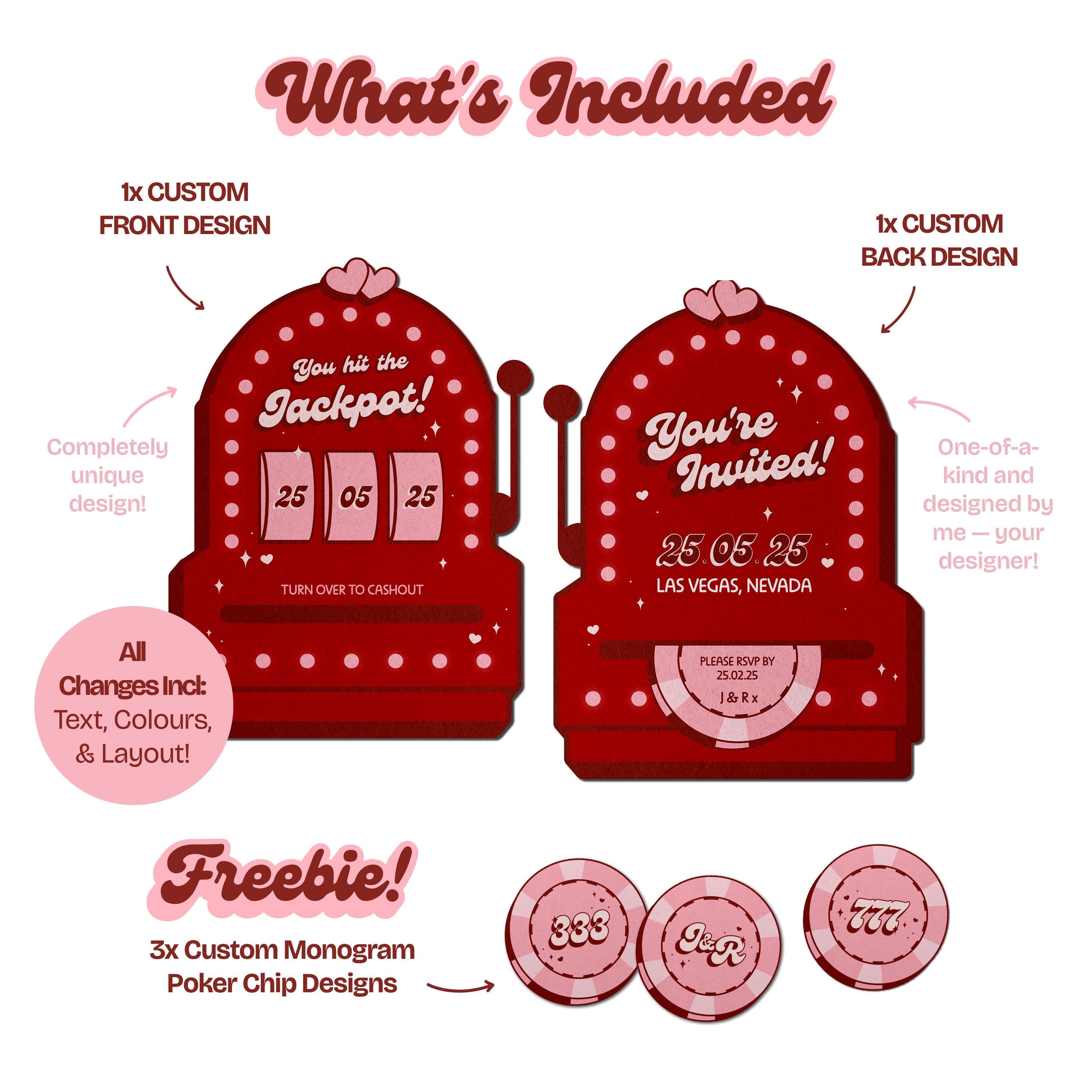 Vegas Wedding Invite Design: Retro Slot Machine (Made-to-Order Digital Download)