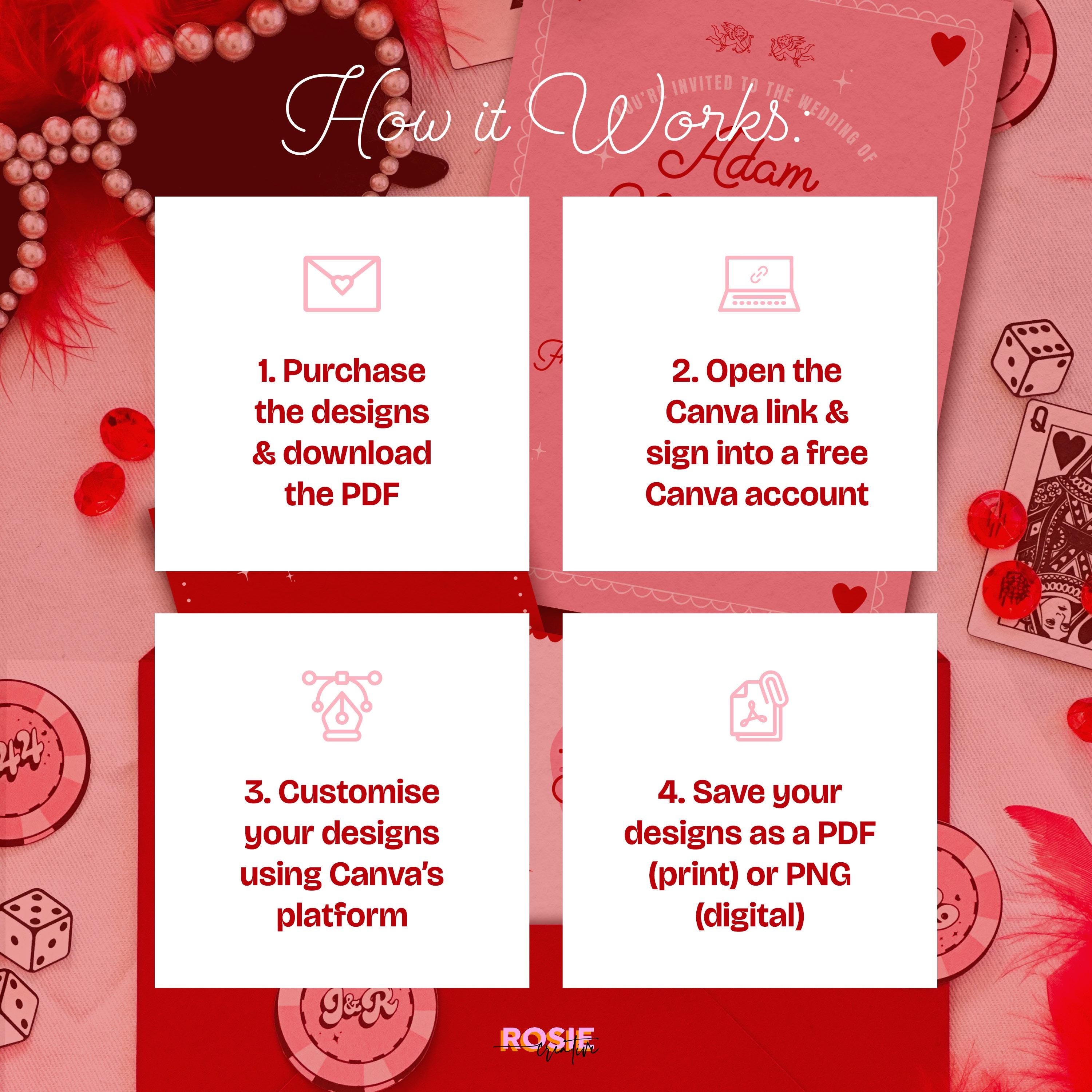 Retro Vegas Wedding Invitation Suite | Sure Thing Chapel Design (DIY Template Set)