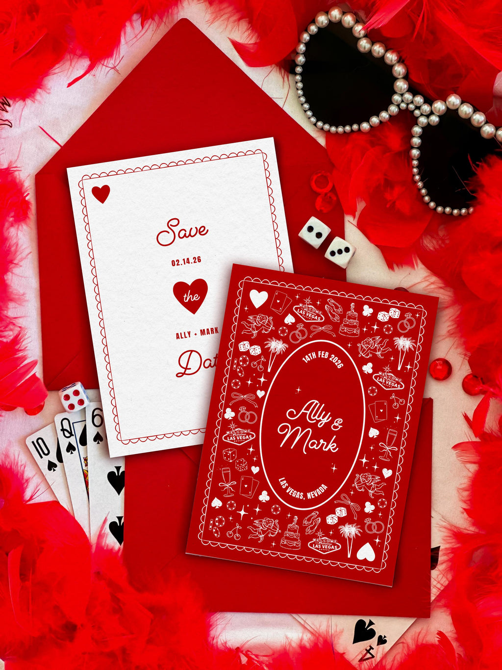 Vegas Wedding Save the Date: Retro Casino Playing Card Invitation (DIY Canva Template, Digital Download)