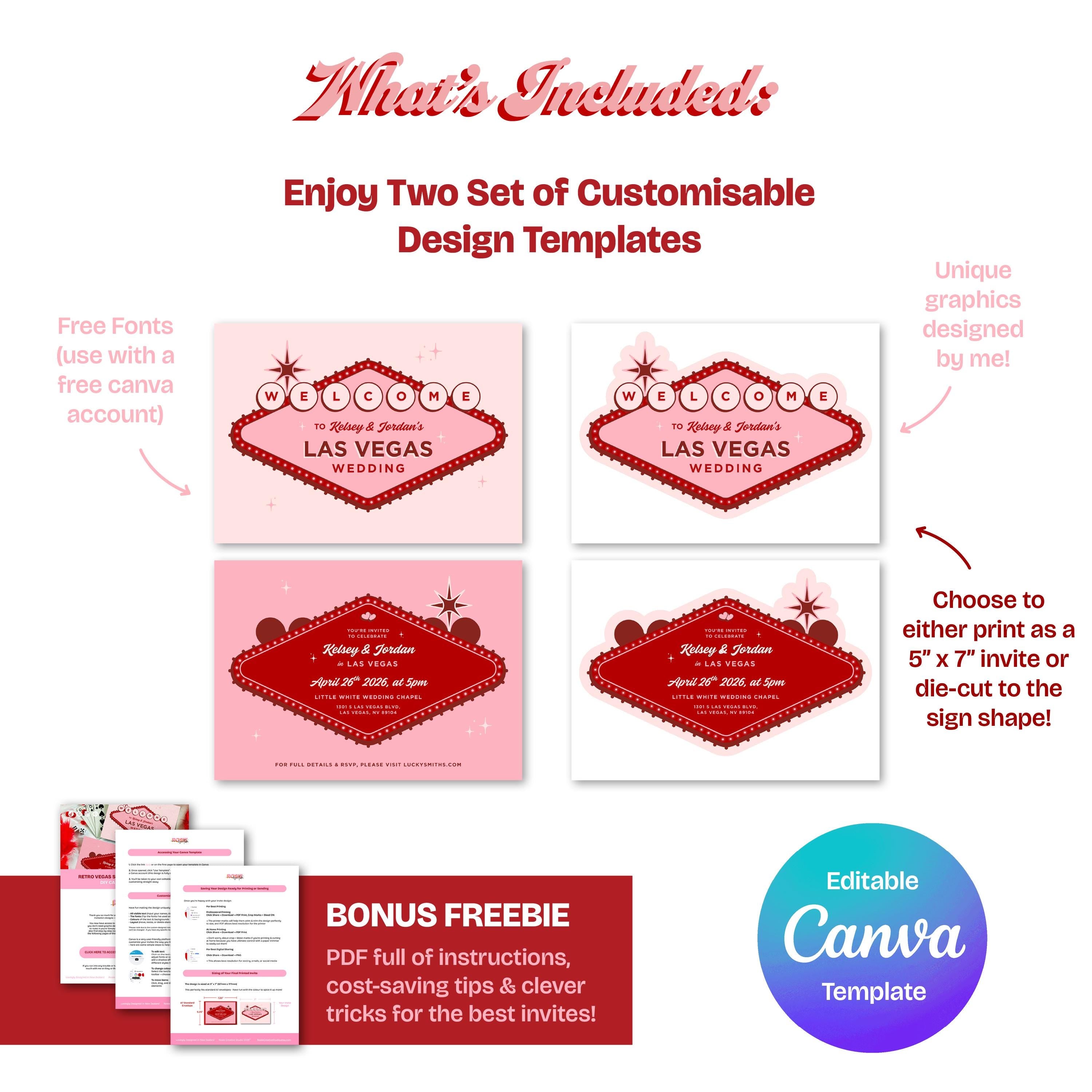 Retro Las Vegas Wedding Invitation | DIY Invite Template (Instant Download)