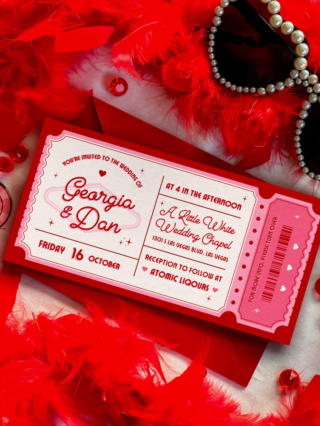 Vegas Wedding Elopement Invitation Vintage Ticket | DIY Template (Instant Download)