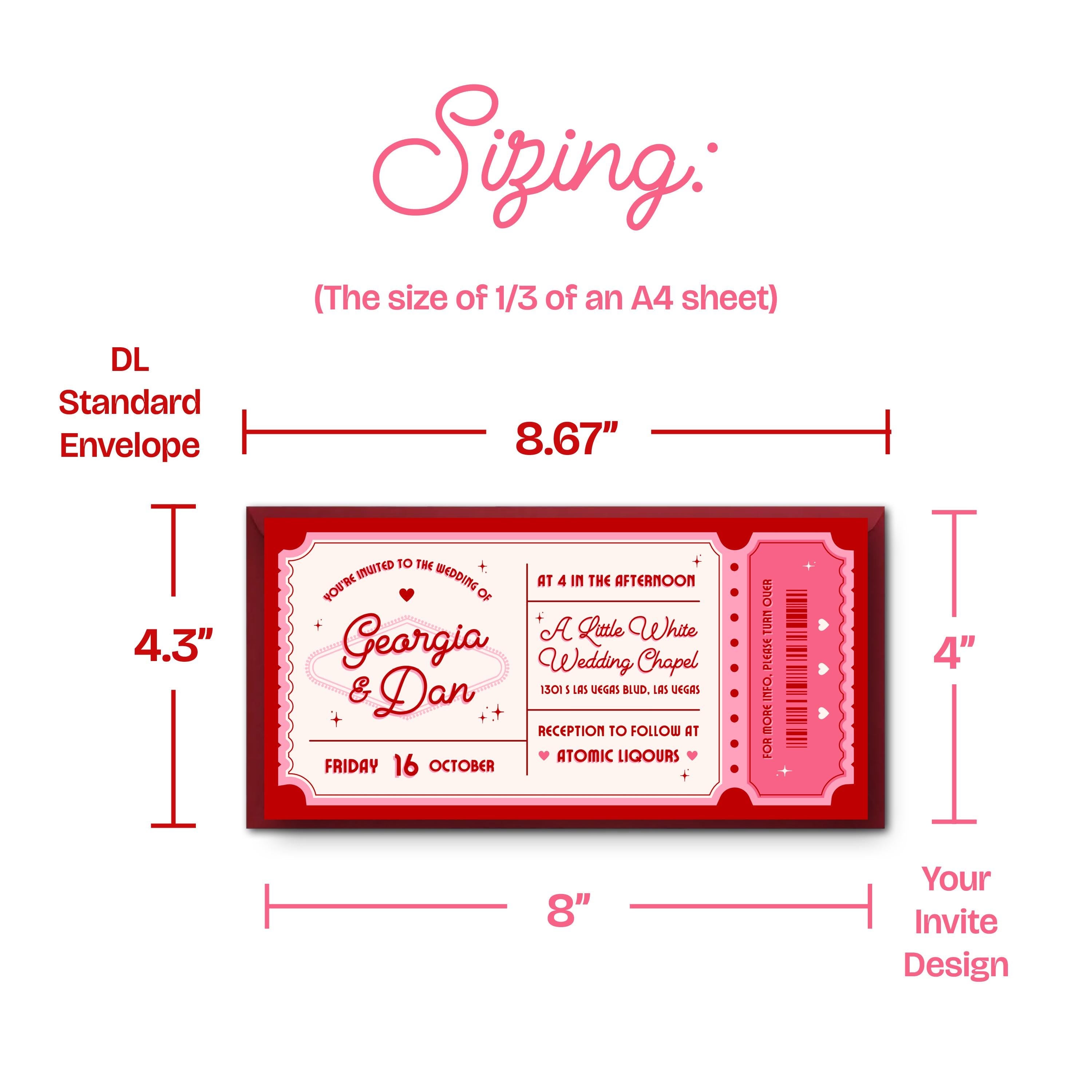 Vegas Wedding Elopement Invitation Vintage Ticket | DIY Template (Instant Download)