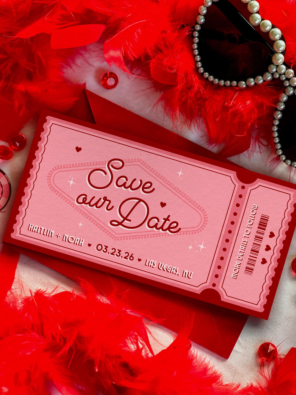 Retro Vegas Ticket Save the Date: Elopement Invitation (DIY Canva Template, Digital Download)