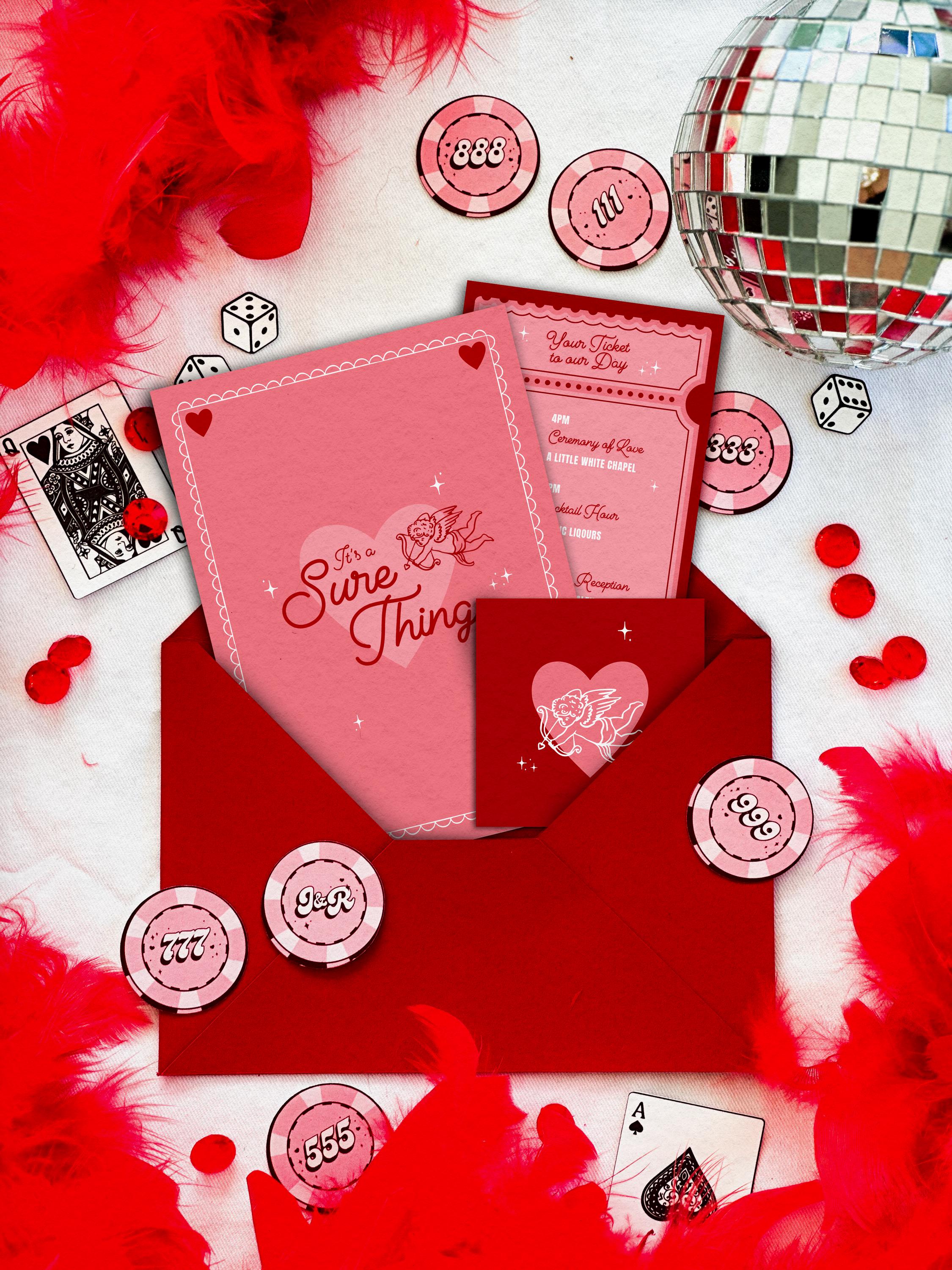 Vegas Wedding Invitation Suite Designs: Sure Thing Chapel Theme (DIY Canva Template, Digital Download)