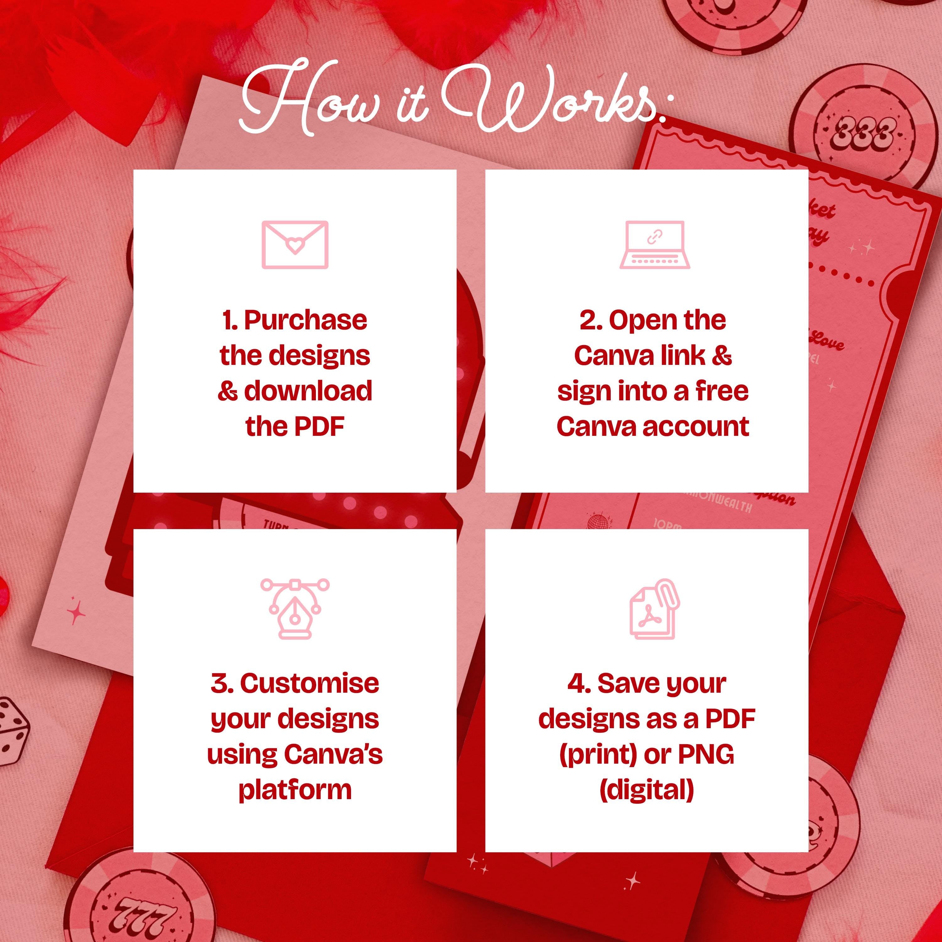 Retro Vegas Wedding Invitation Suite | DIY Template Set of 3 (Instant Download)