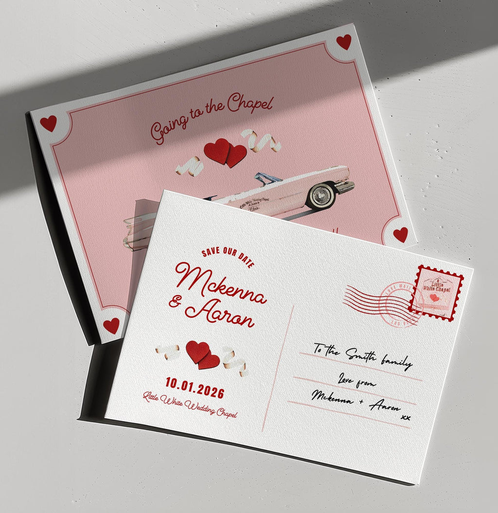 Vegas Wedding Save the Date Design: Little White Chapel Postcard (DIY Template, Digital Download)
