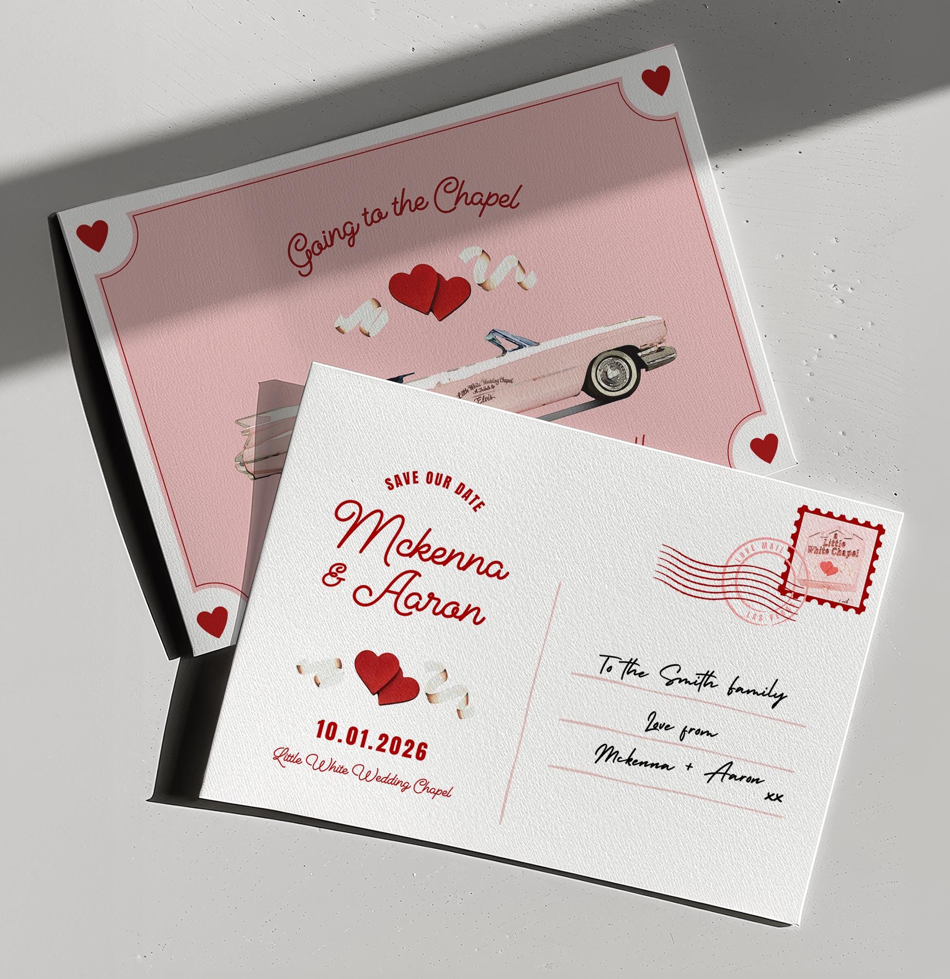 Vegas Wedding Save the Date Design: Little White Chapel Postcard (DIY Template, Digital Download)