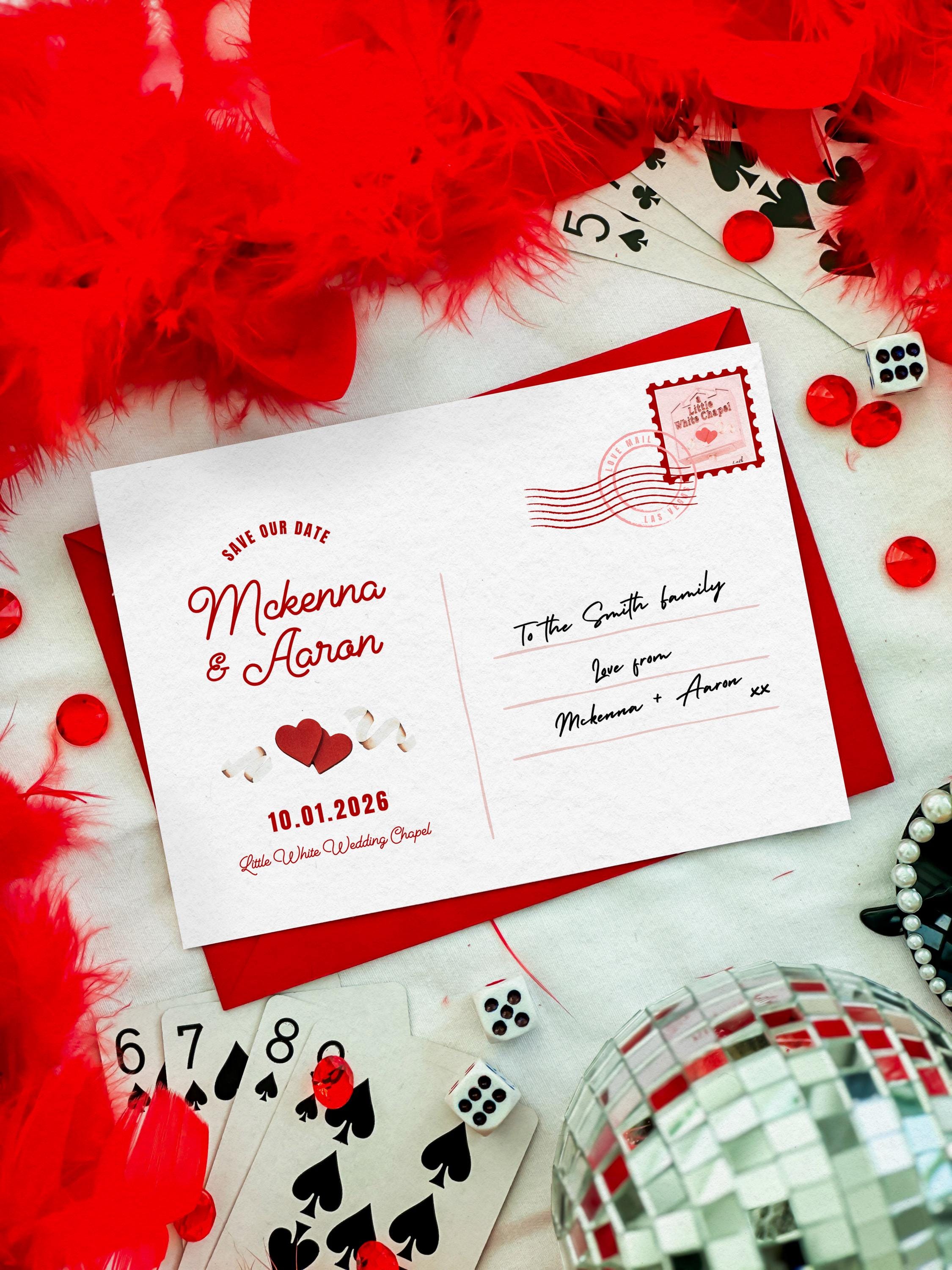 Vegas Wedding Save the Date Design: Little White Chapel Postcard (DIY Template, Digital Download)