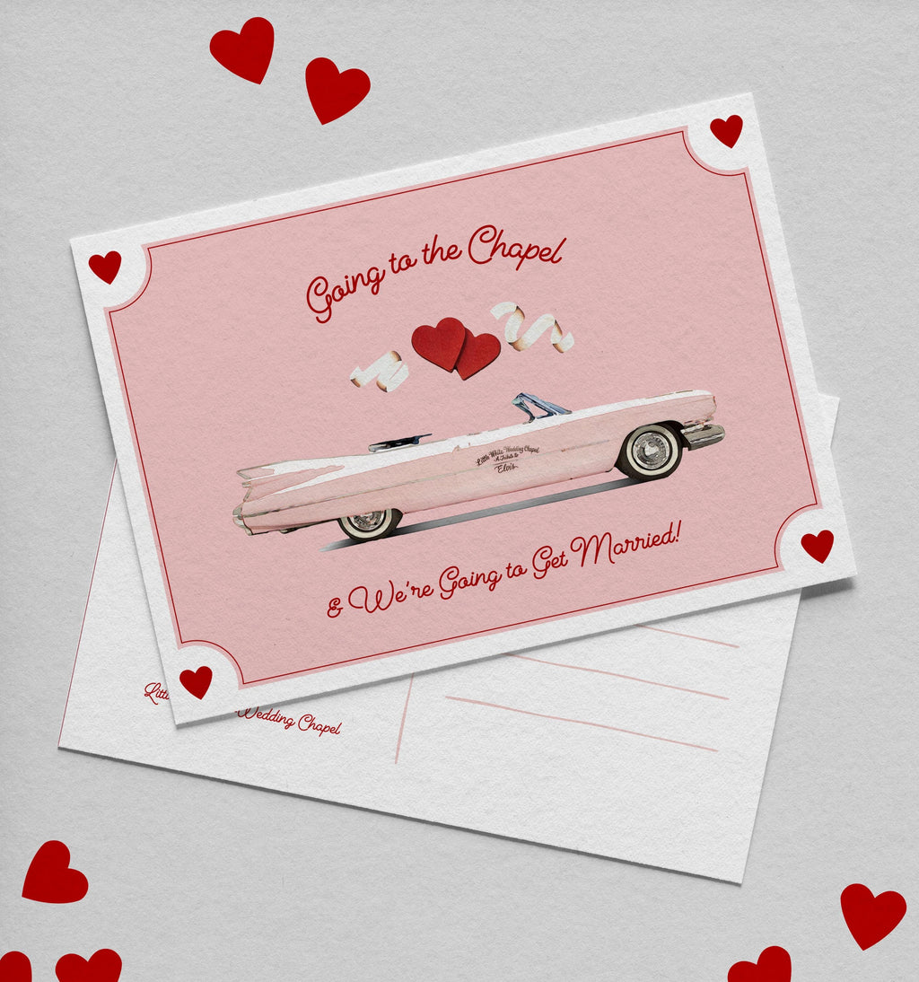 Vegas Wedding Save the Date Design: Little White Chapel Postcard (DIY Template, Digital Download)