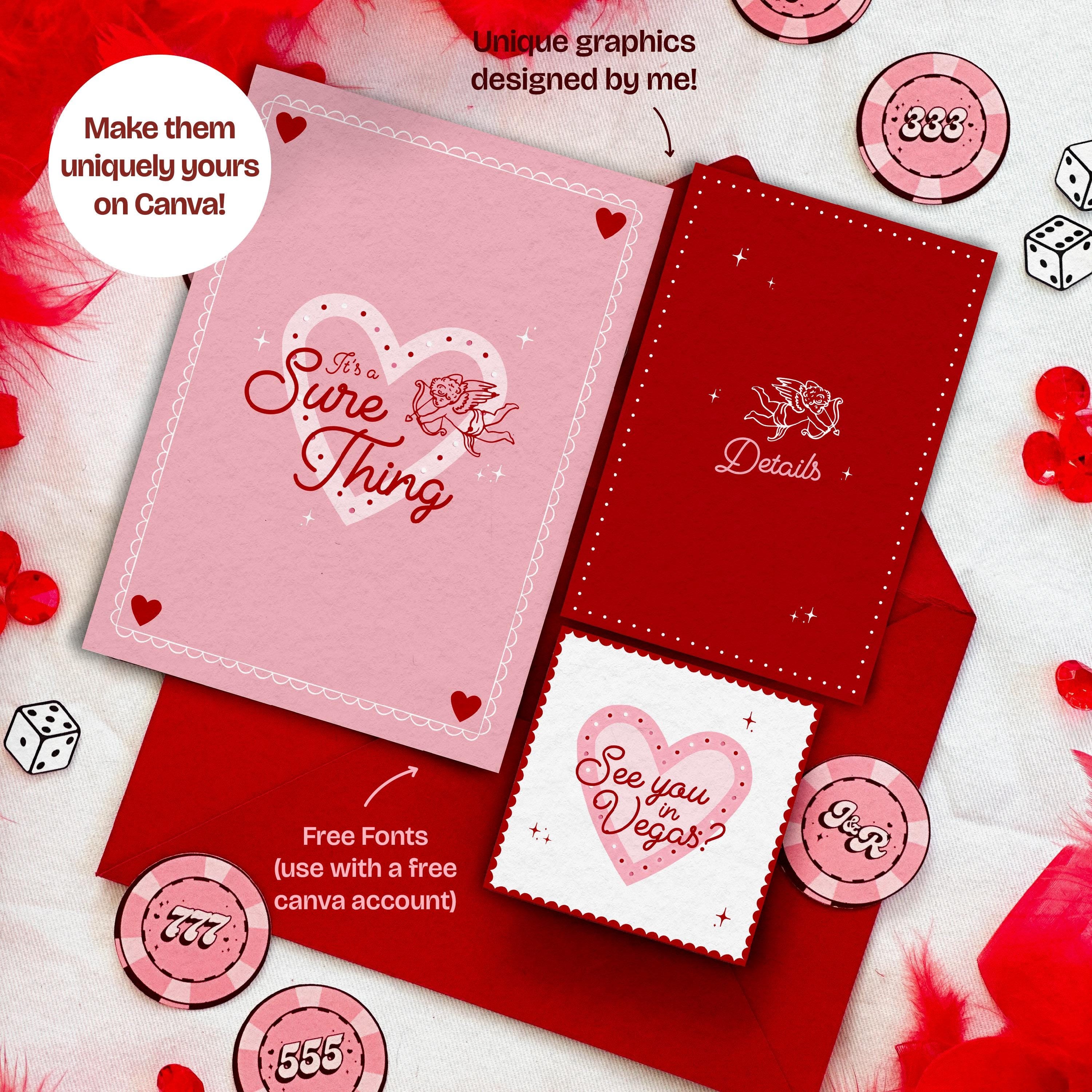 Retro Vegas Wedding Invitation Suite | Sure Thing Chapel Design (DIY Template Set)