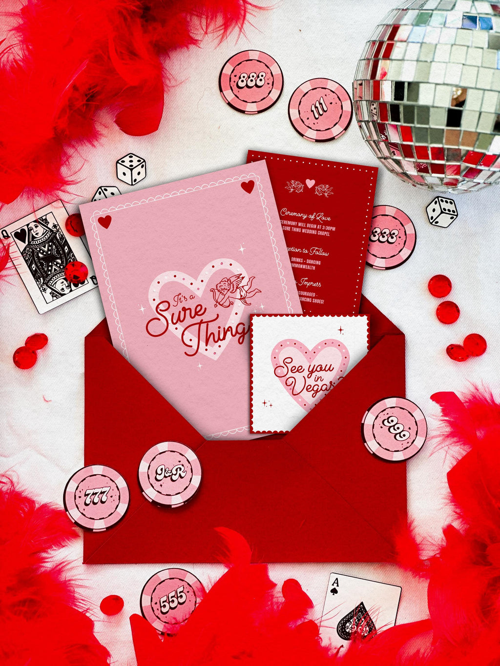 Retro Vegas Wedding Invitation Suite | Sure Thing Chapel Design (DIY Template Set)