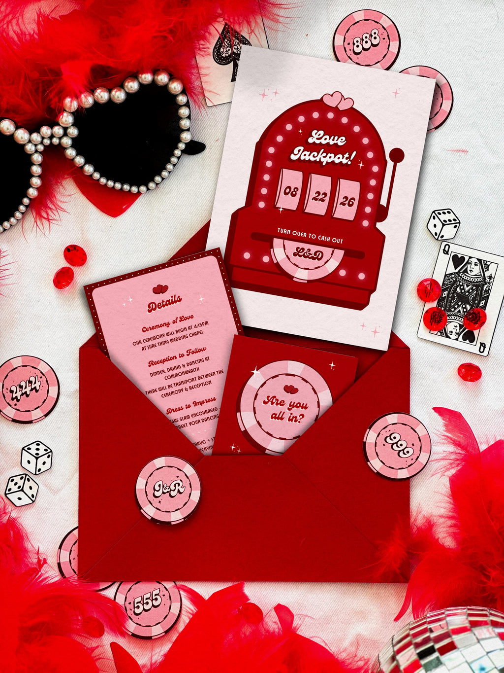 Retro Vegas Wedding Invitation Suite | DIY Set of 3 Invite Templates (Instant Download)