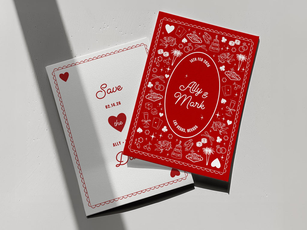 Vegas Wedding Save the Date: Retro Casino Playing Card Invitation (DIY Canva Template, Digital Download)