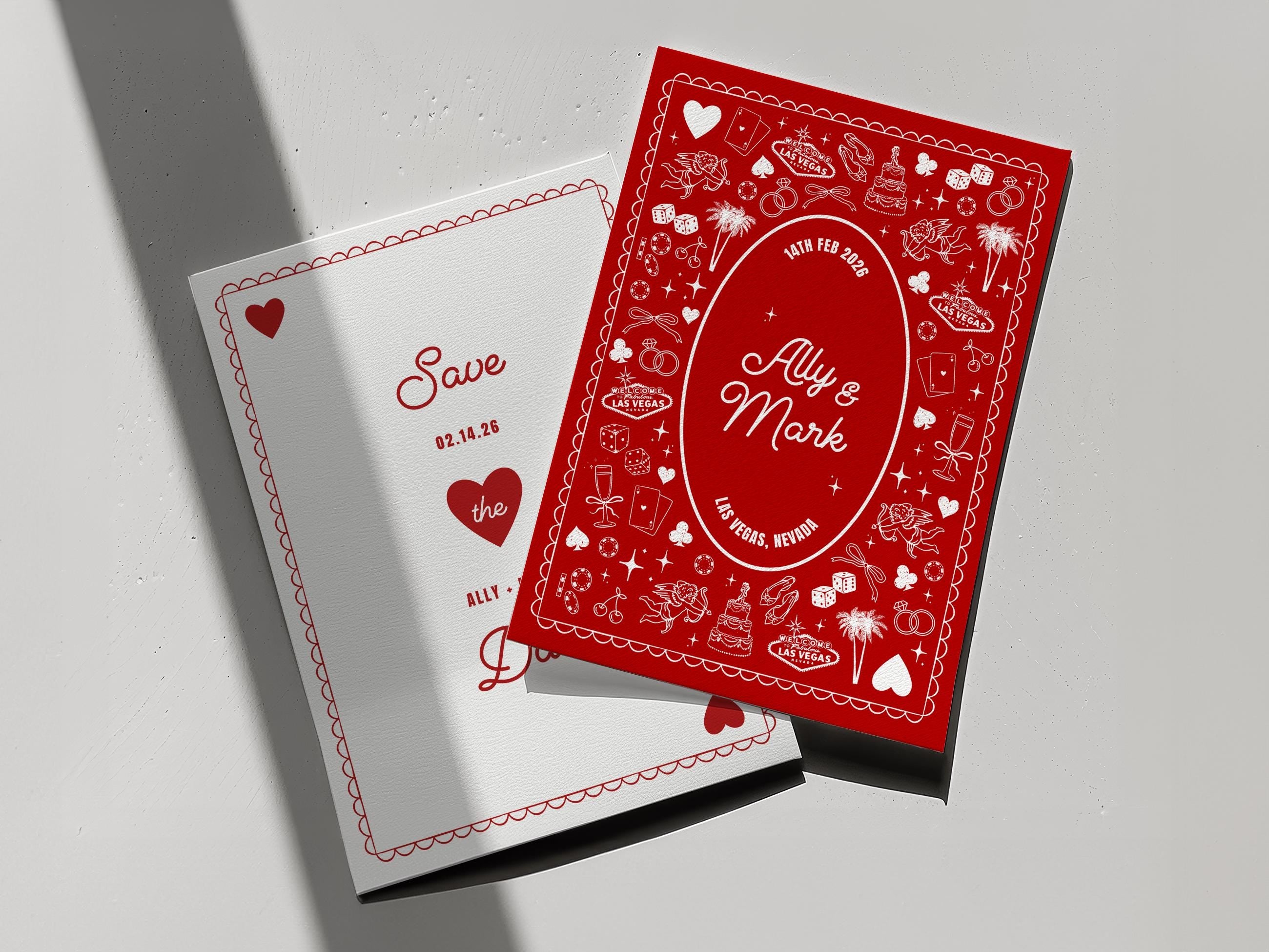 Vegas Wedding Save the Date: Retro Casino Playing Card Invitation (DIY Canva Template, Digital Download)
