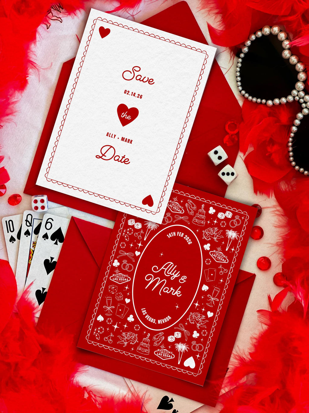 Vegas Wedding Save the Date: Retro Casino Playing Card Invitation (DIY Canva Template, Digital Download)