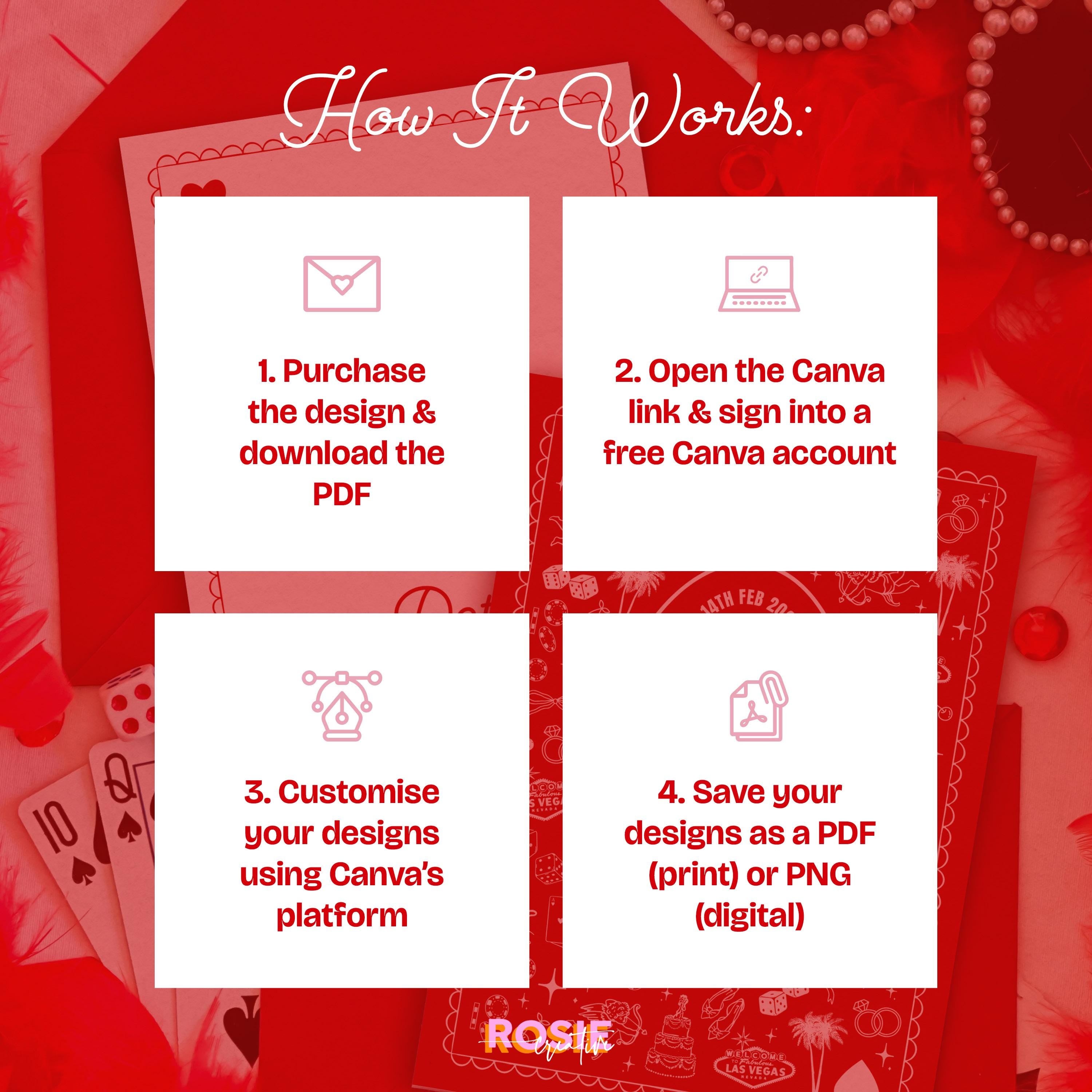 Vegas Wedding Save the Date: Retro Casino Playing Card Invitation (DIY Canva Template, Digital Download)