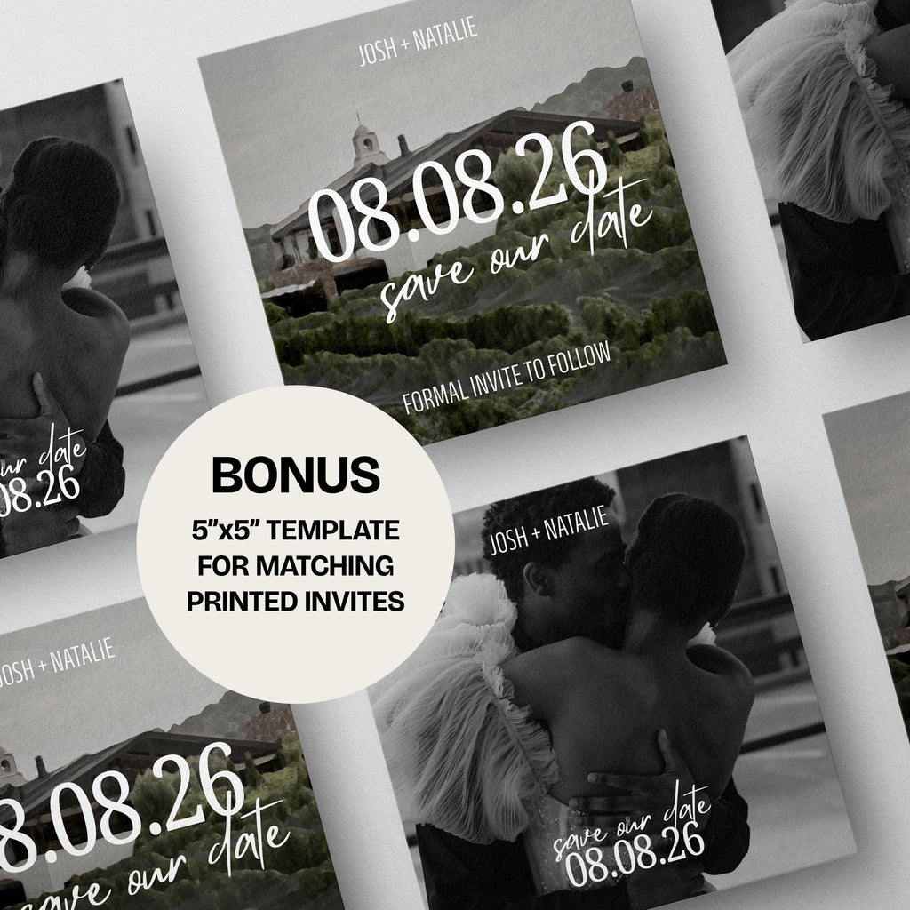 Minimalist Ivory Save the Date Website: Canva Digital Invitation Template (Digital Download)