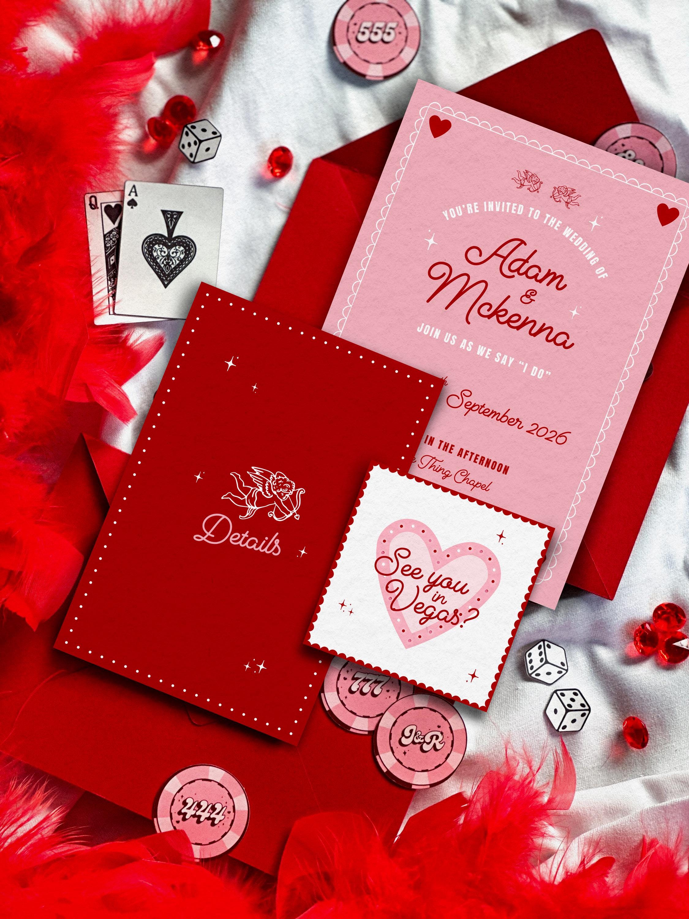 Retro Vegas Wedding Invitation Suite | Sure Thing Chapel Design (DIY Template Set)