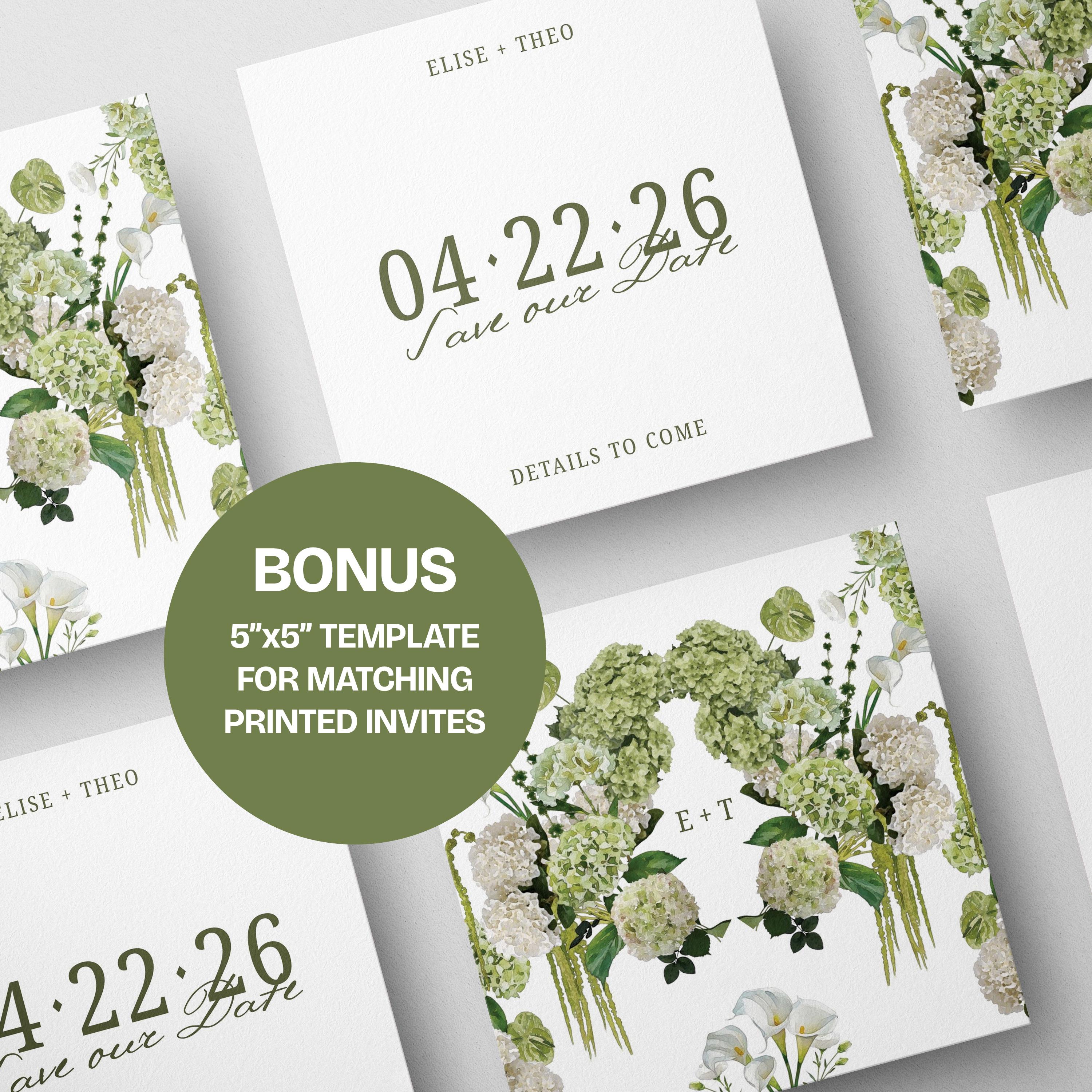 Sage Floral Save the Date Website: Canva Digital Invitation Template (Digital Download)