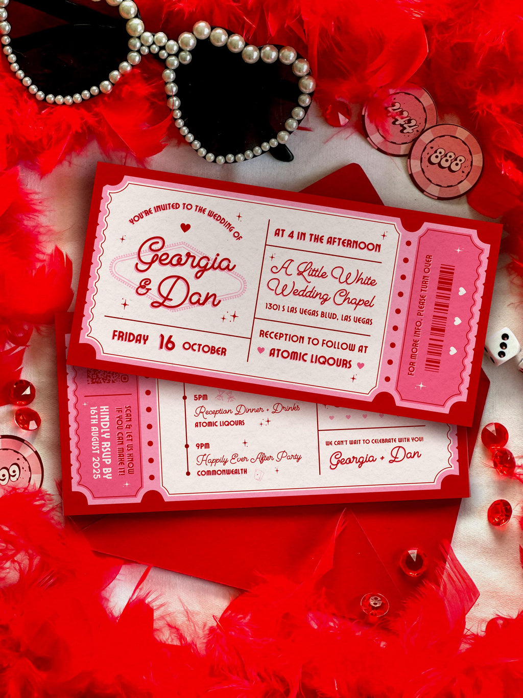 Vegas Wedding Elopement Invitation Vintage Ticket | DIY Template (Instant Download)