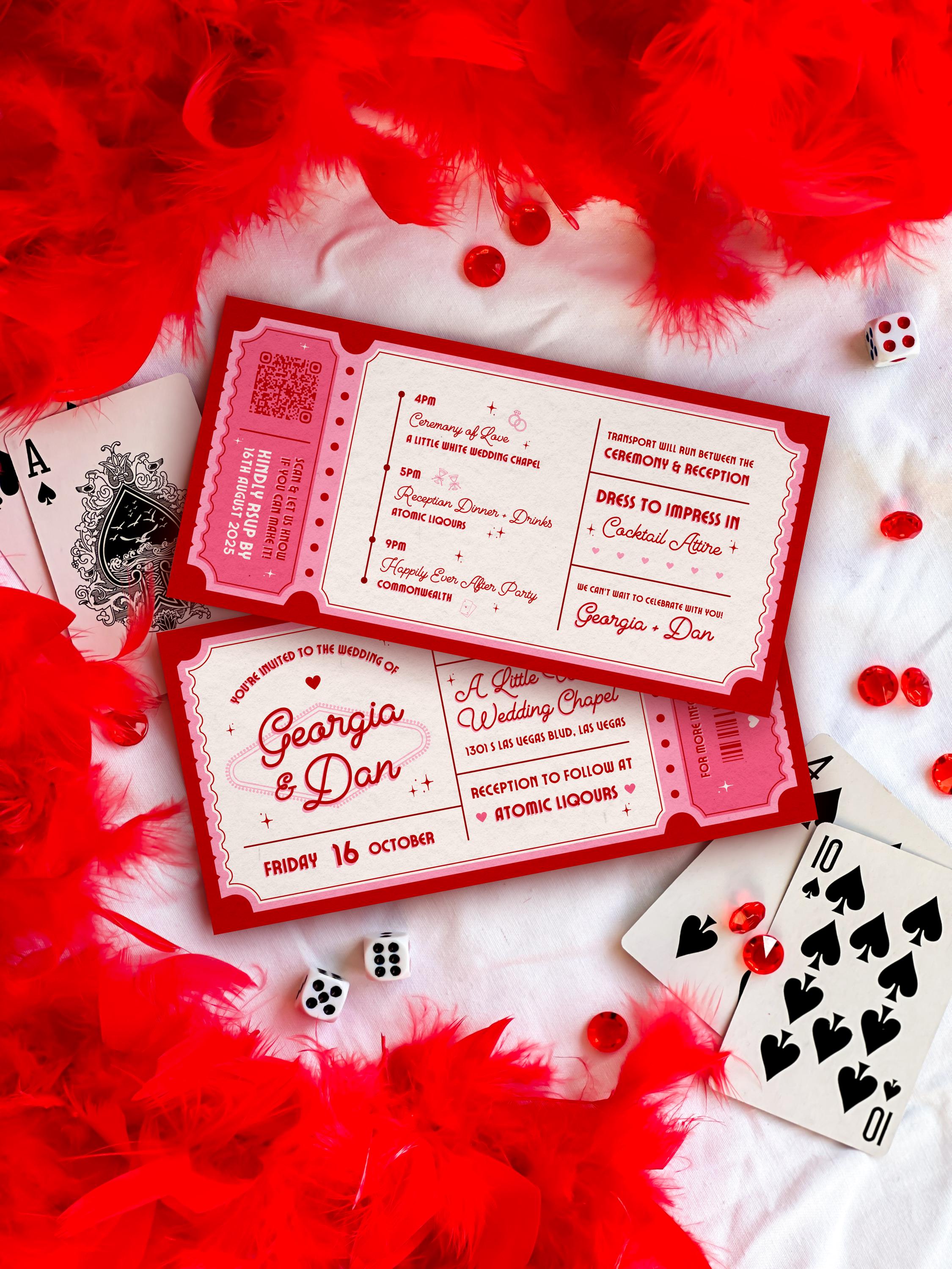 Vegas Wedding Elopement Invitation Vintage Ticket | DIY Template (Instant Download)