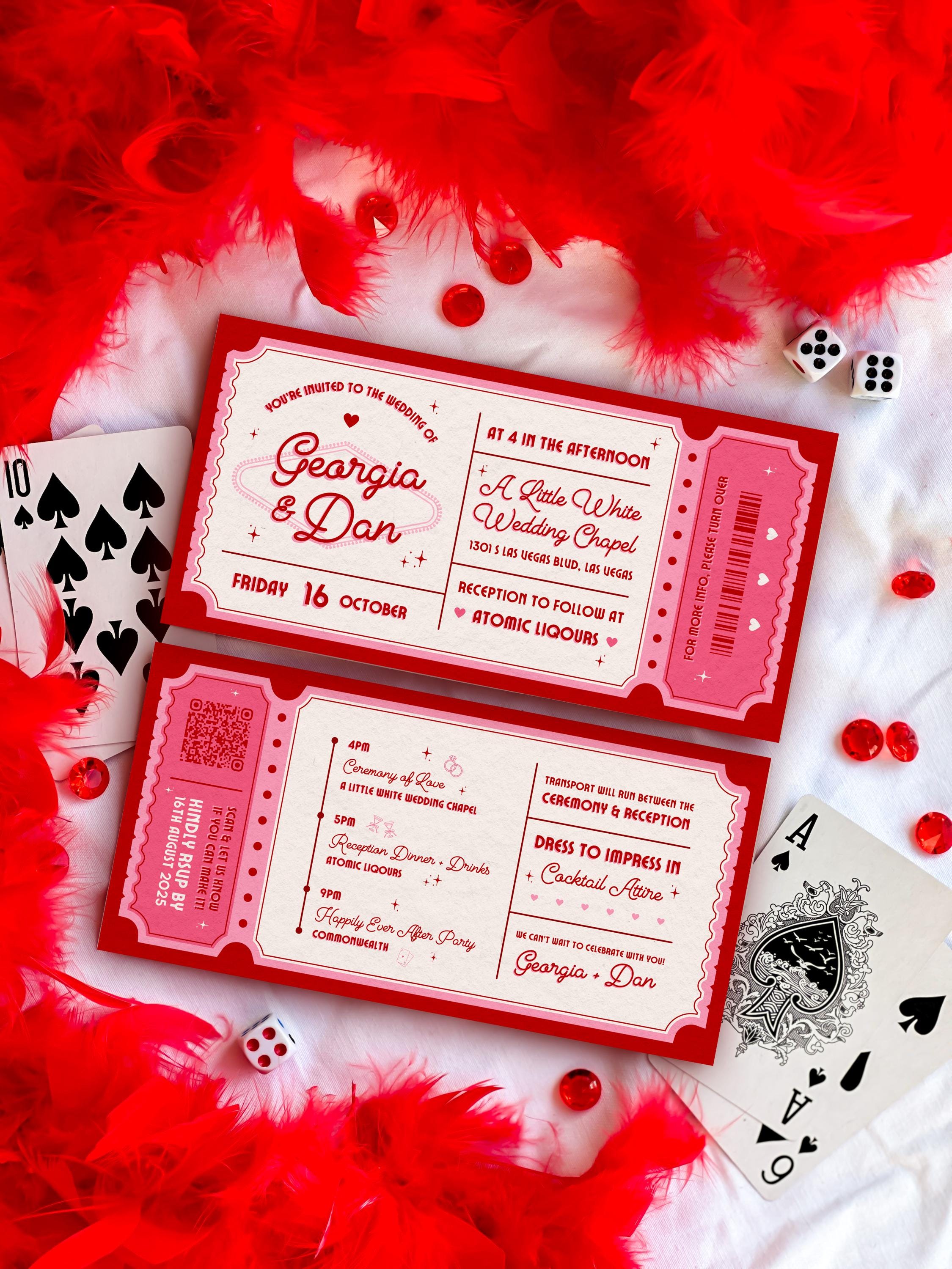 Vegas Wedding Elopement Invitation Vintage Ticket | DIY Template (Instant Download)